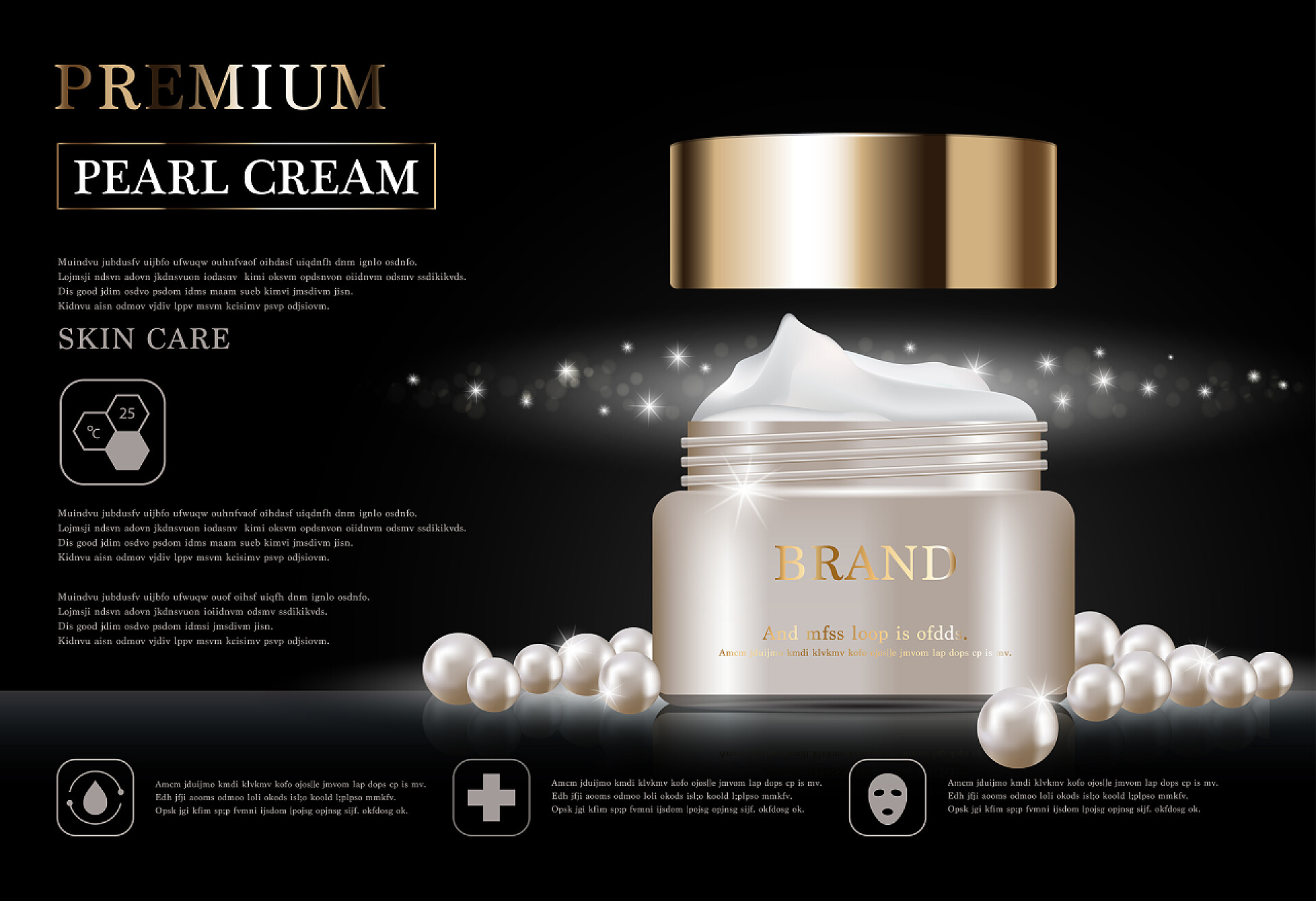 黑色背景保湿面霜宣传展示