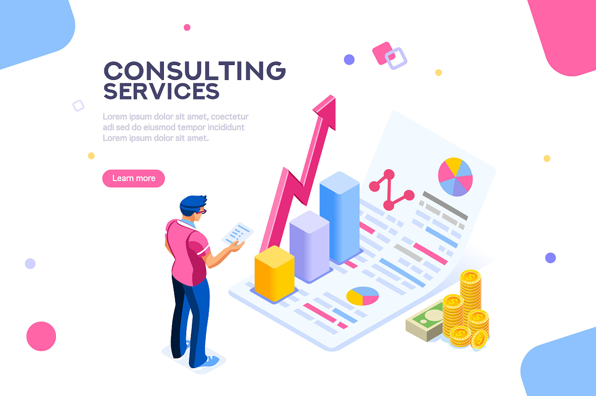 一个人面对纸上的数据