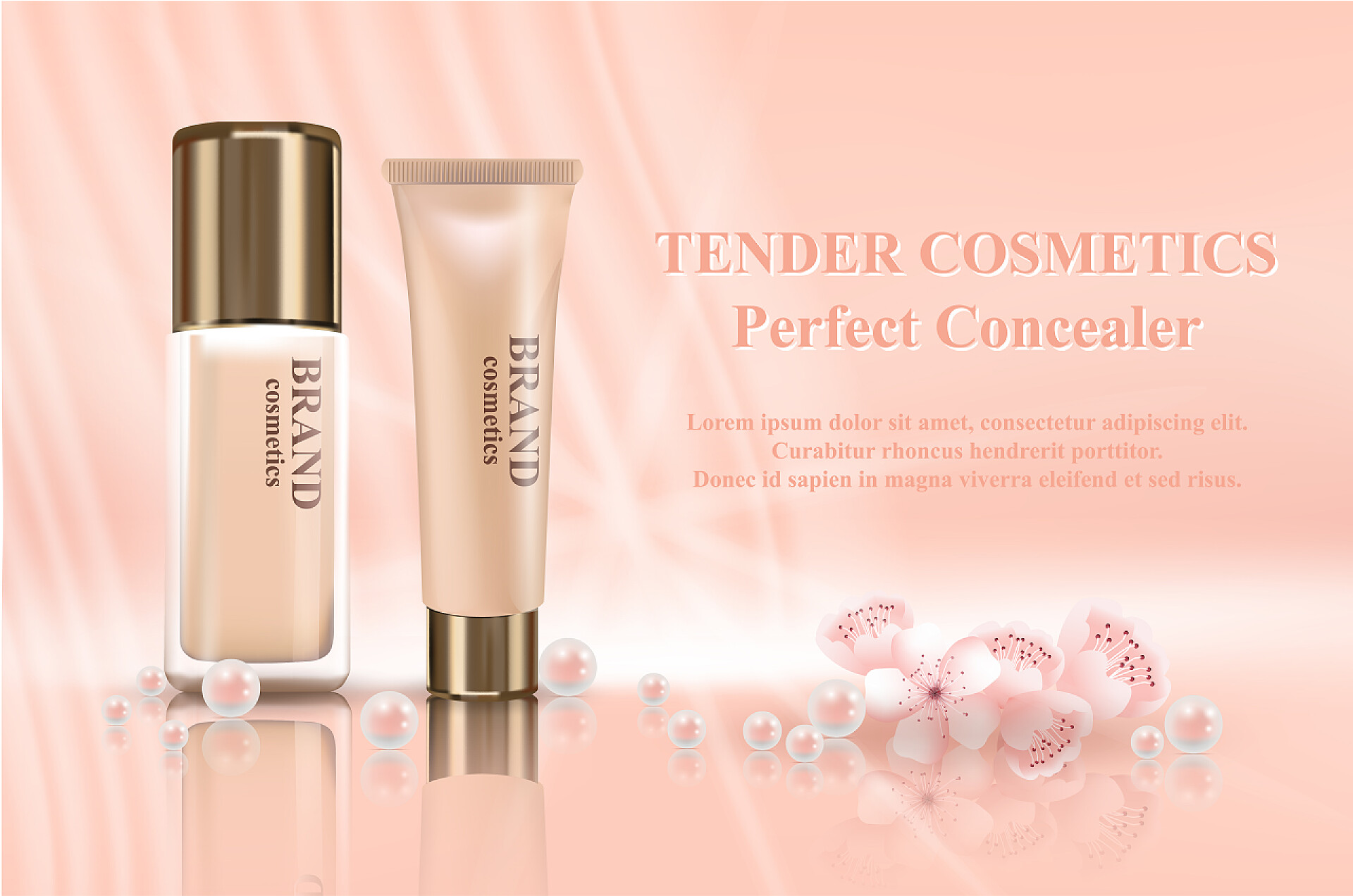 粉色背景3d模型化妆品宣传展示