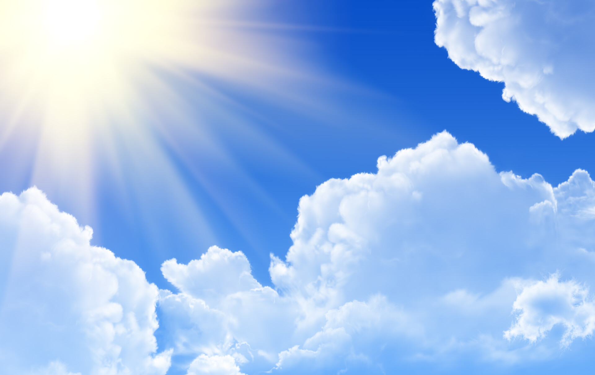 蓝天白云中的一束阳光蓝蓝的天空和山脉查看从飞机风格时髦背景与 copyspace