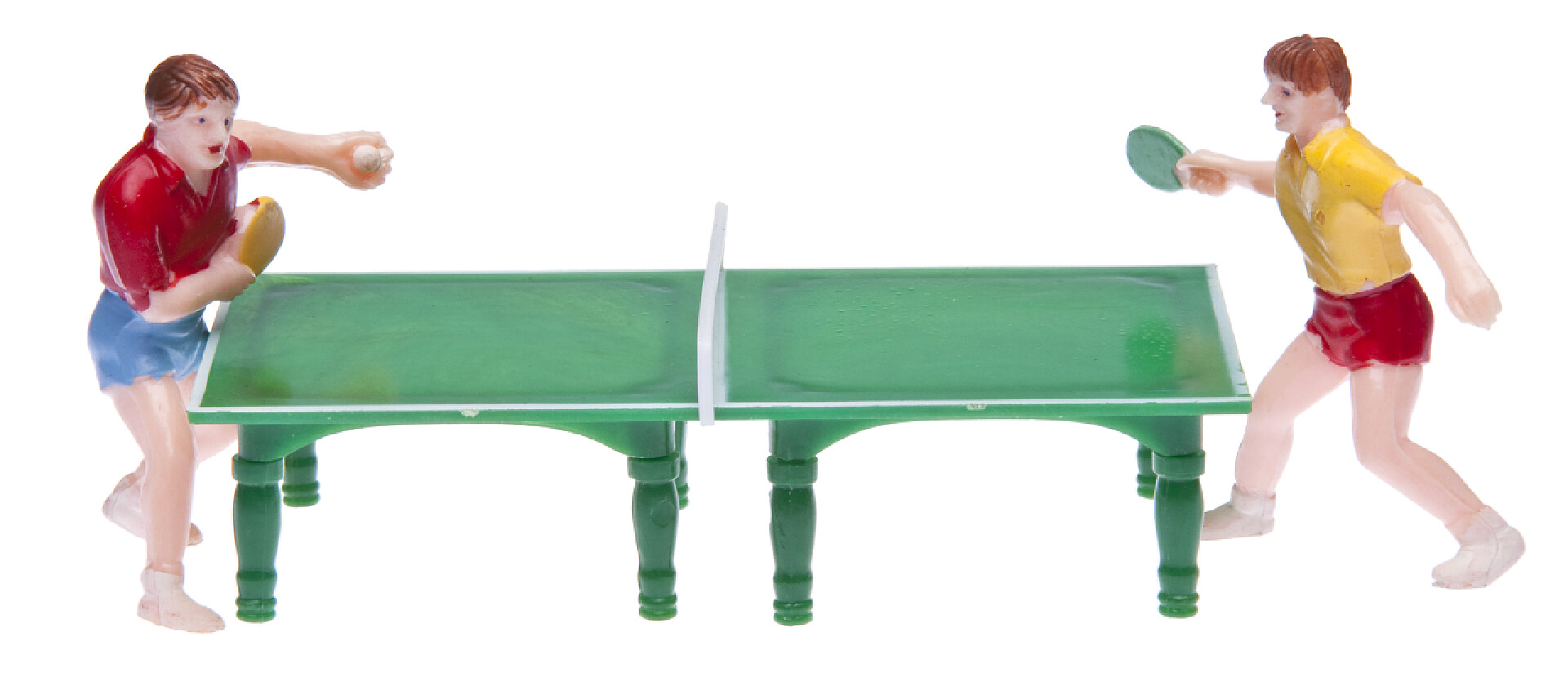 白色背景两个卡通人物打乒乓球复古乒乓球比赛