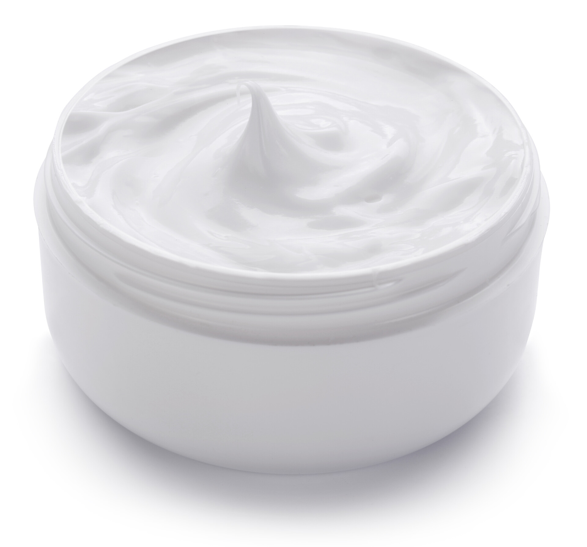 白色背景上一罐奶油jar 与美容霜.