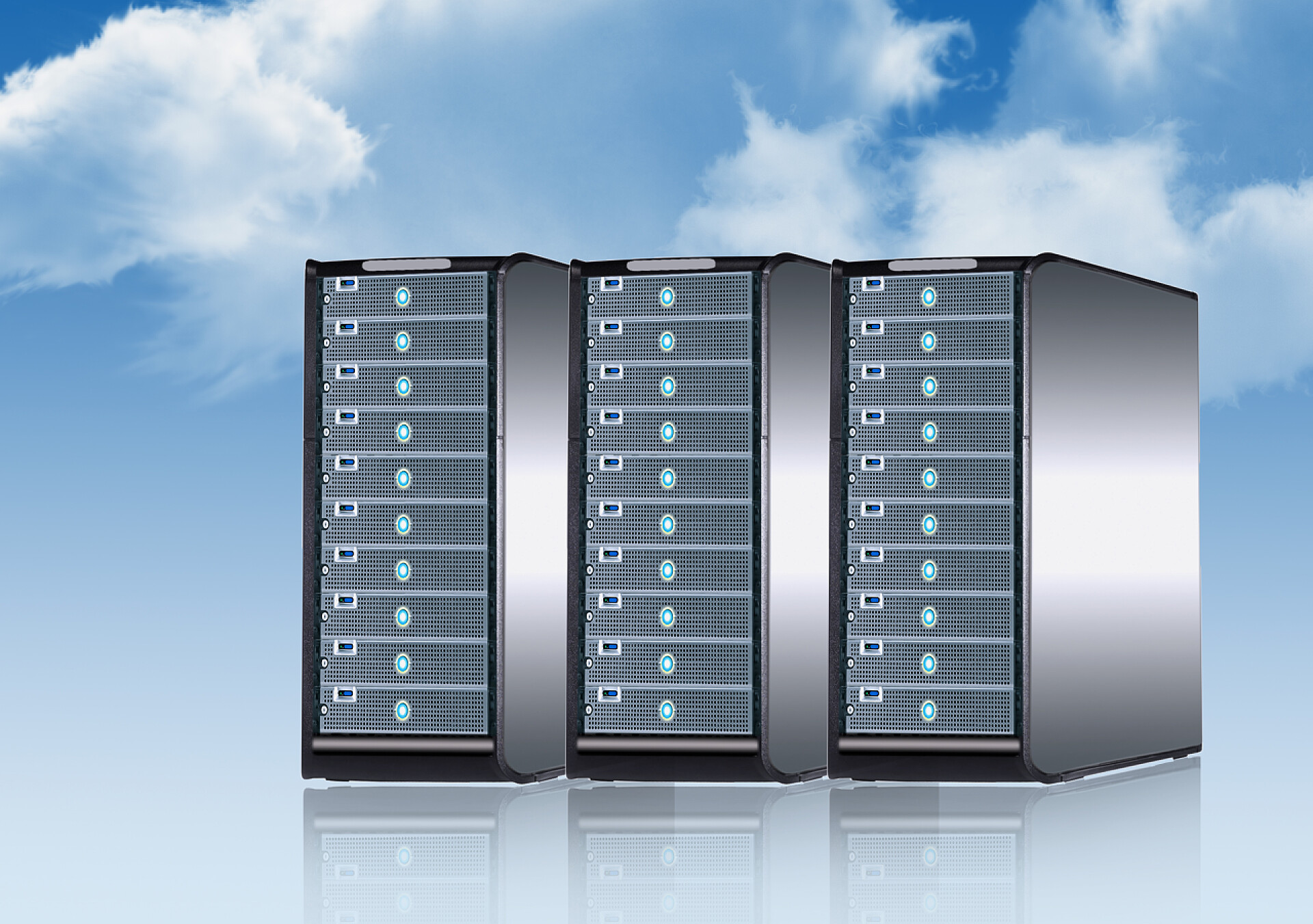 蓝天背景下的数据库伺服者