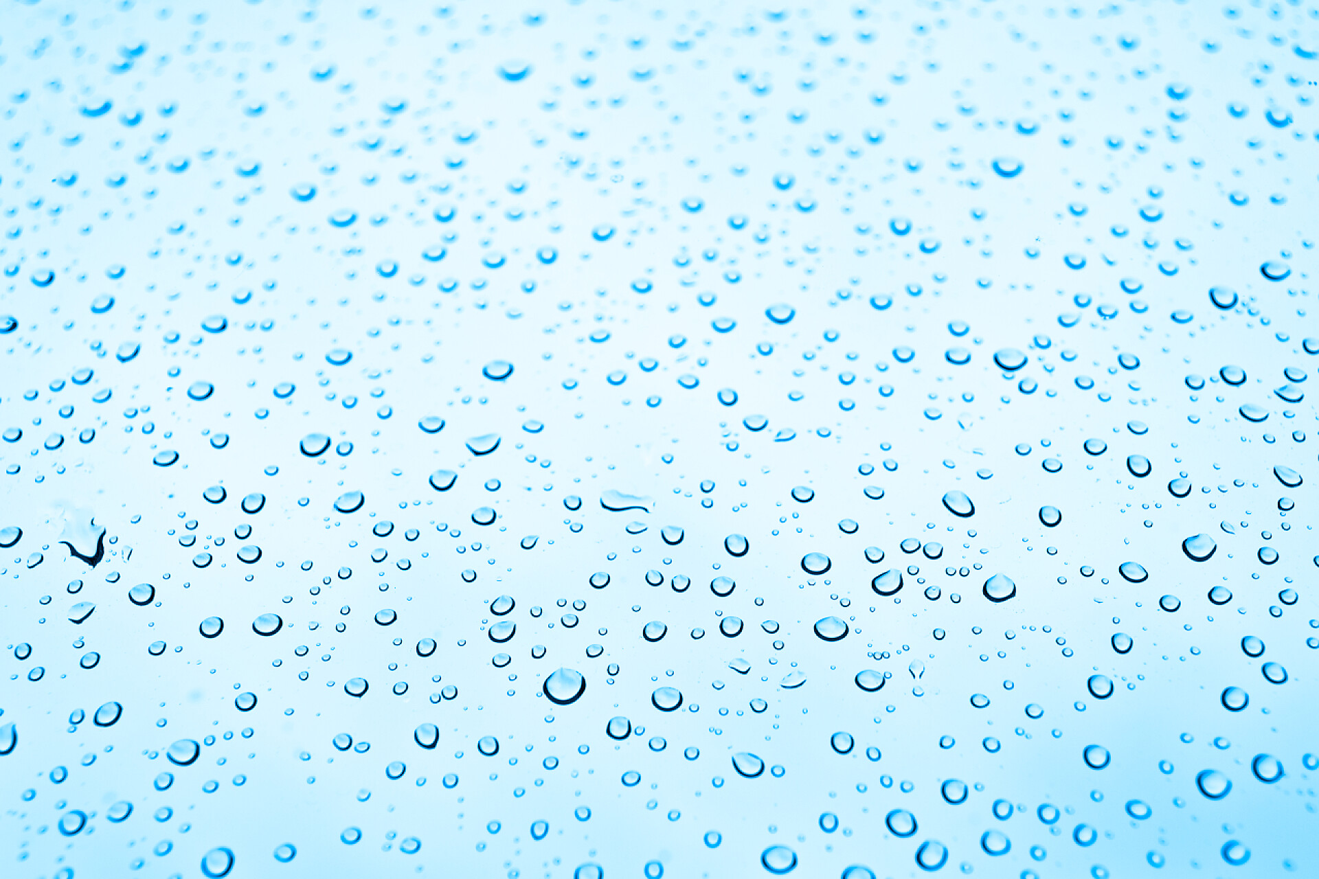 蓝色背景上的水珠雨滴