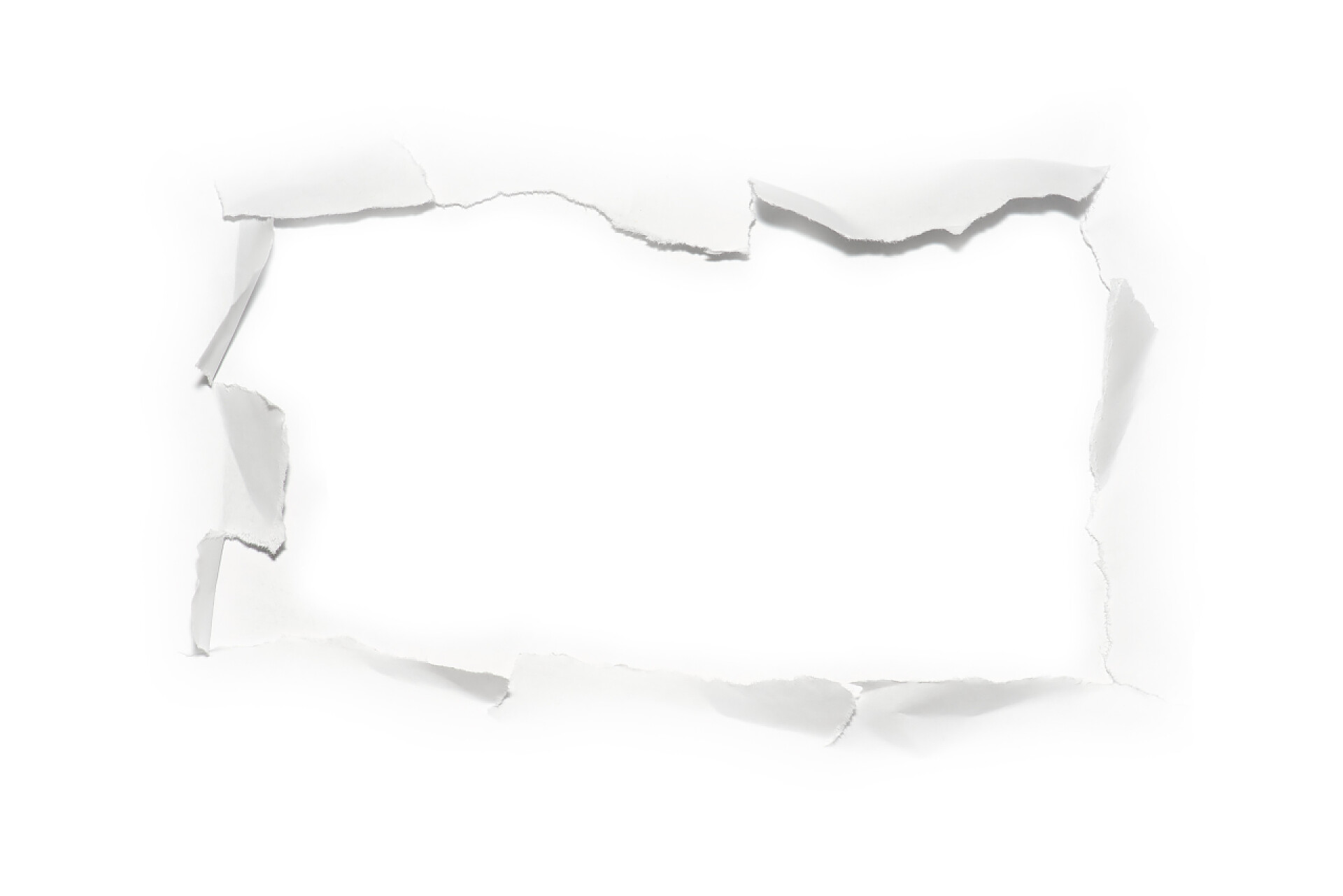 白色背景上撕破的纸张那张破纸 (隔离)