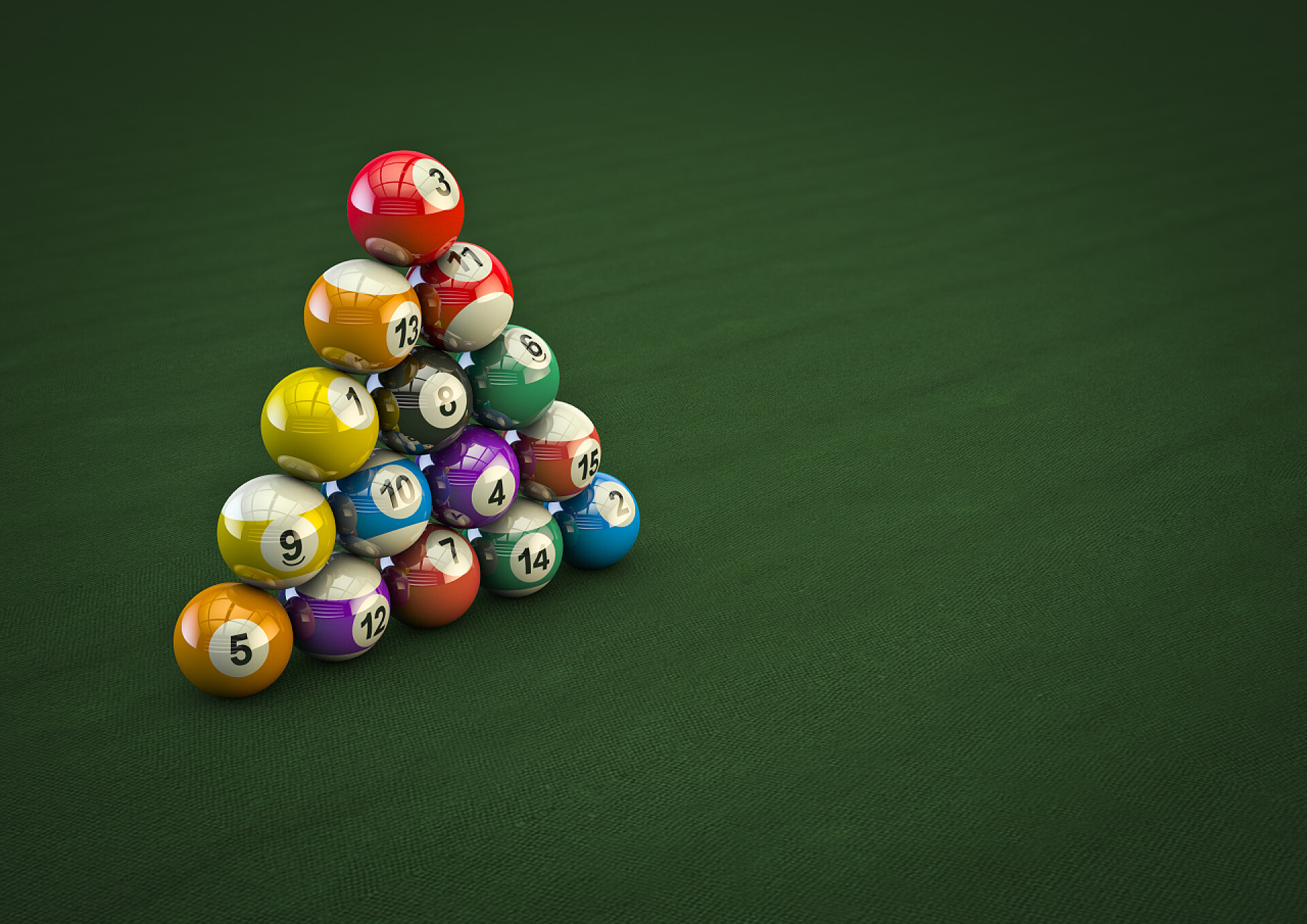 摆放在桌球台上的桌球不可能池球魔术