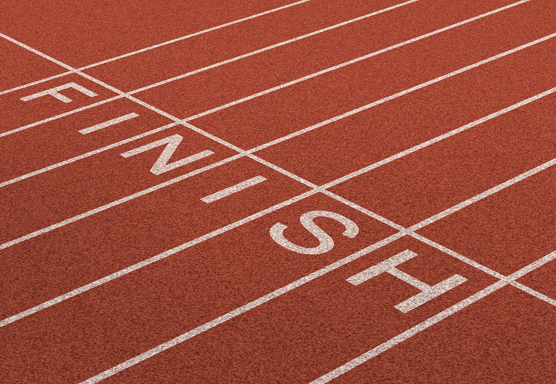 跑道上的线条和英文终点线