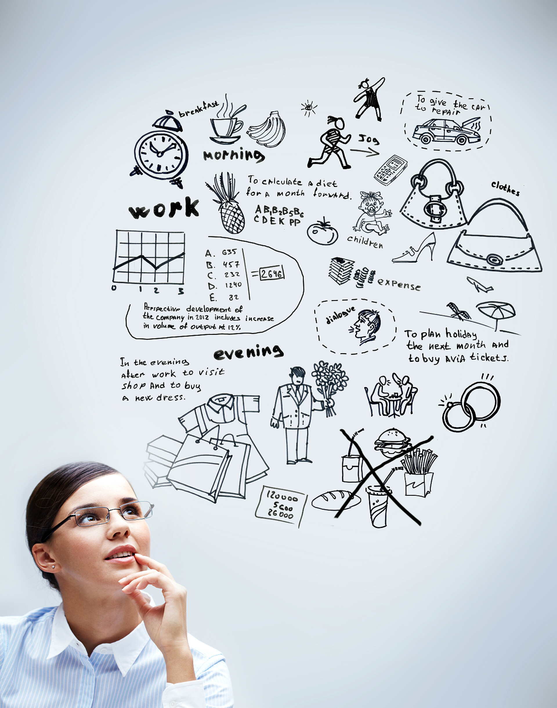 思考问题的年轻女人周到的女性