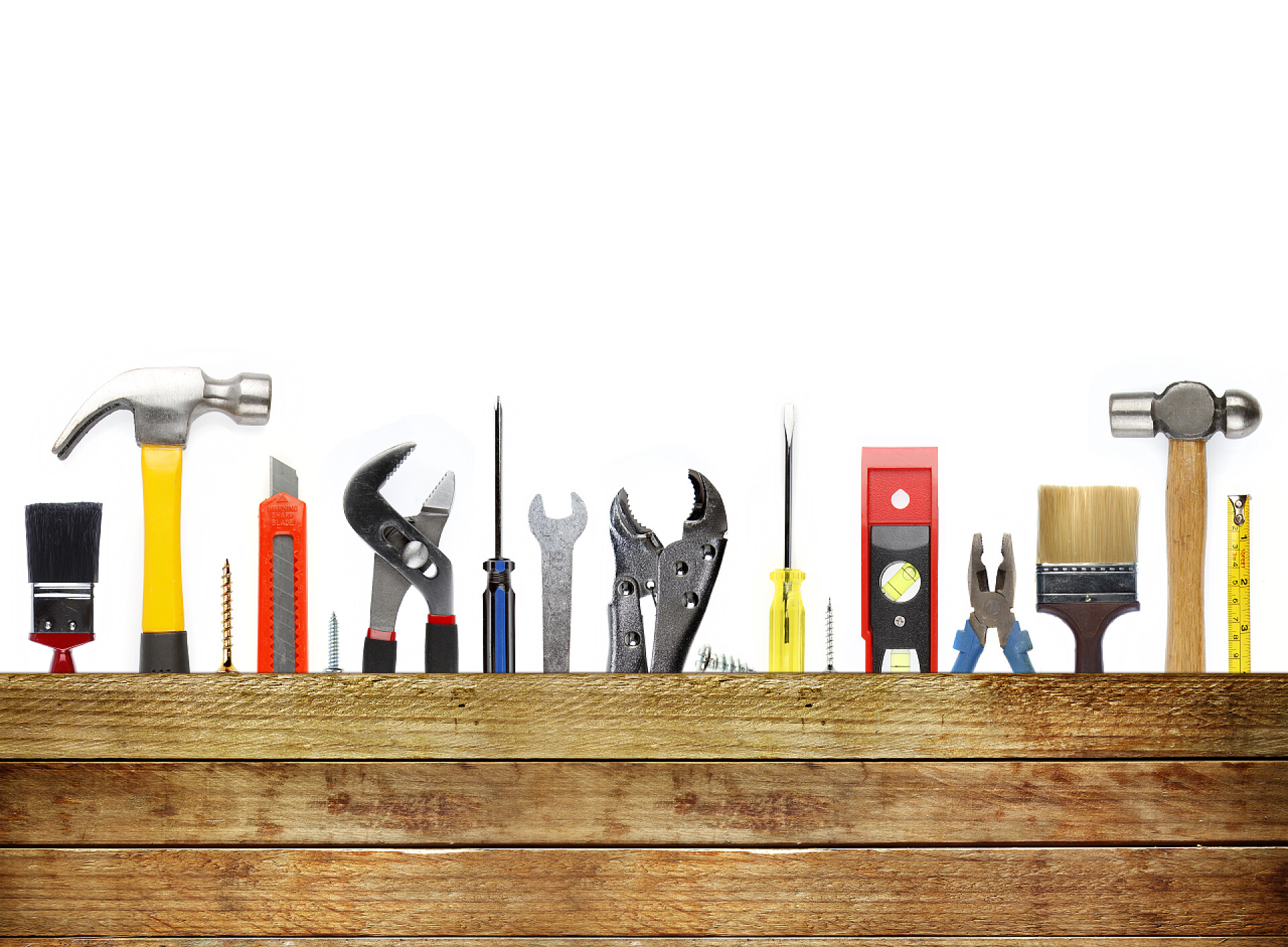 白色背景上的工具栏工作工具