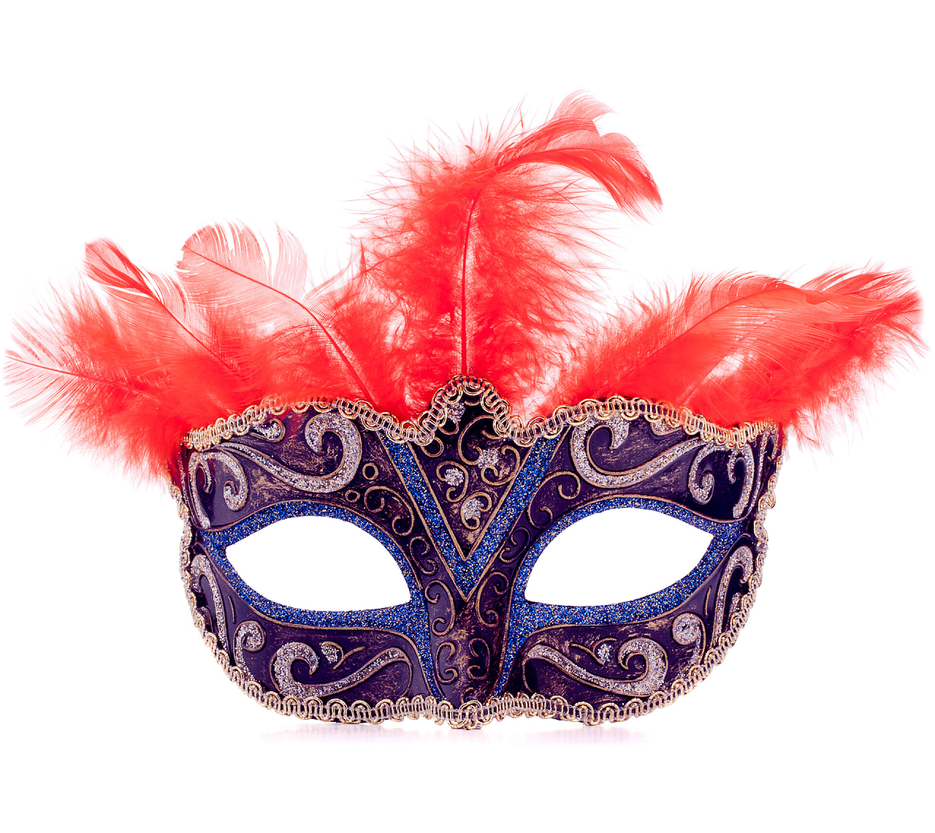 白色背景下的狂欢节彩色面具威尼斯狂欢节面具