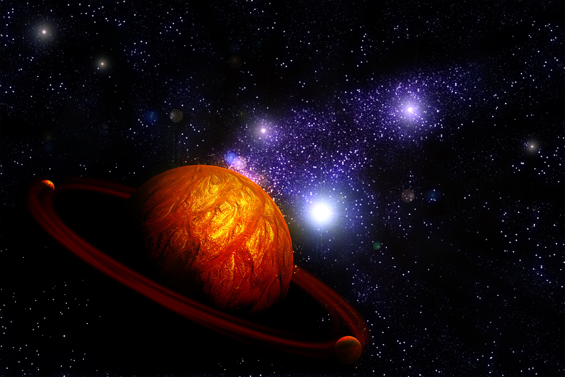 黑暗神秘的太空宇宙中的小行星行星和星系，科幻壁纸。深空之美。宇宙中数十亿星系 宇宙艺术背景