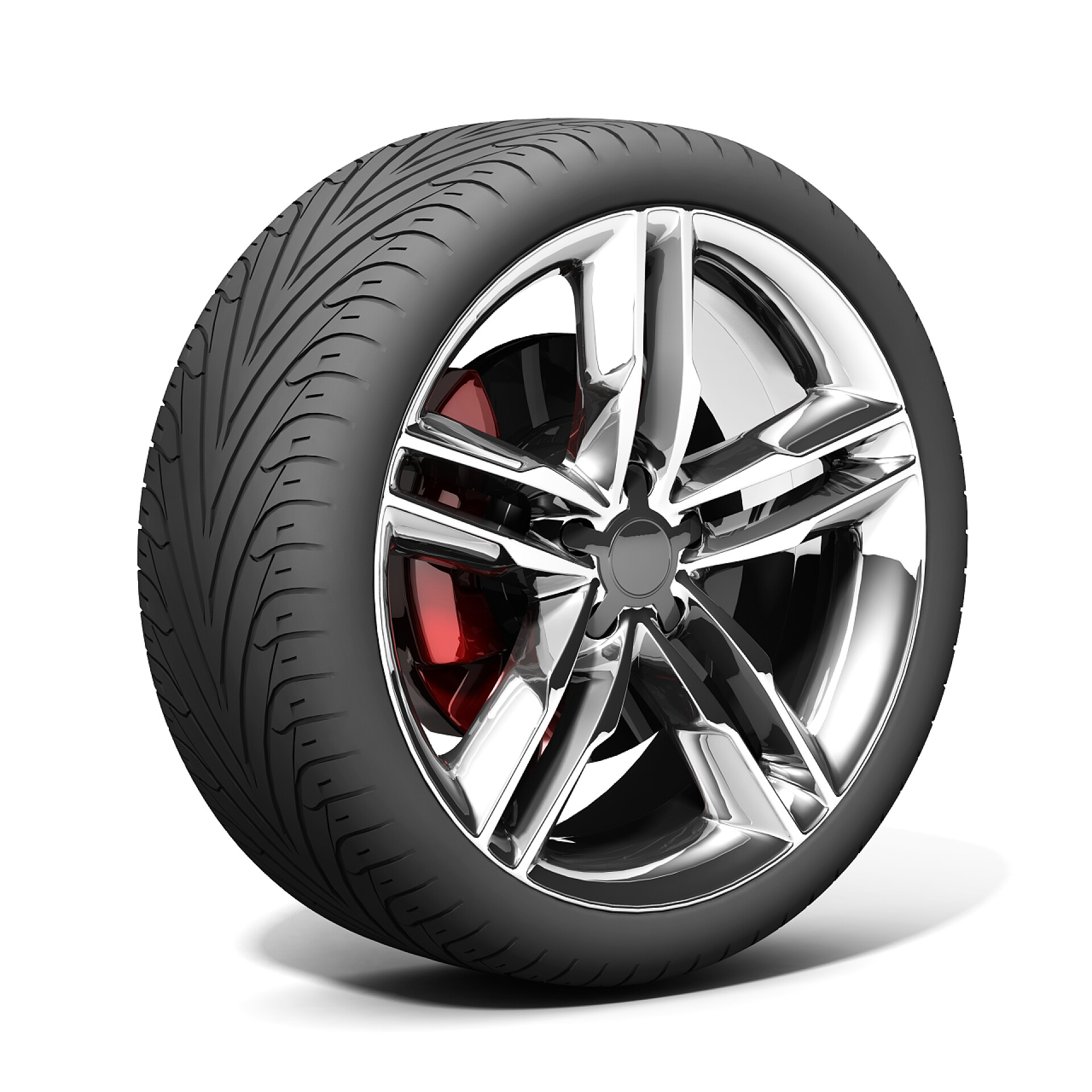 一个独立的轮胎轮上白色隔离