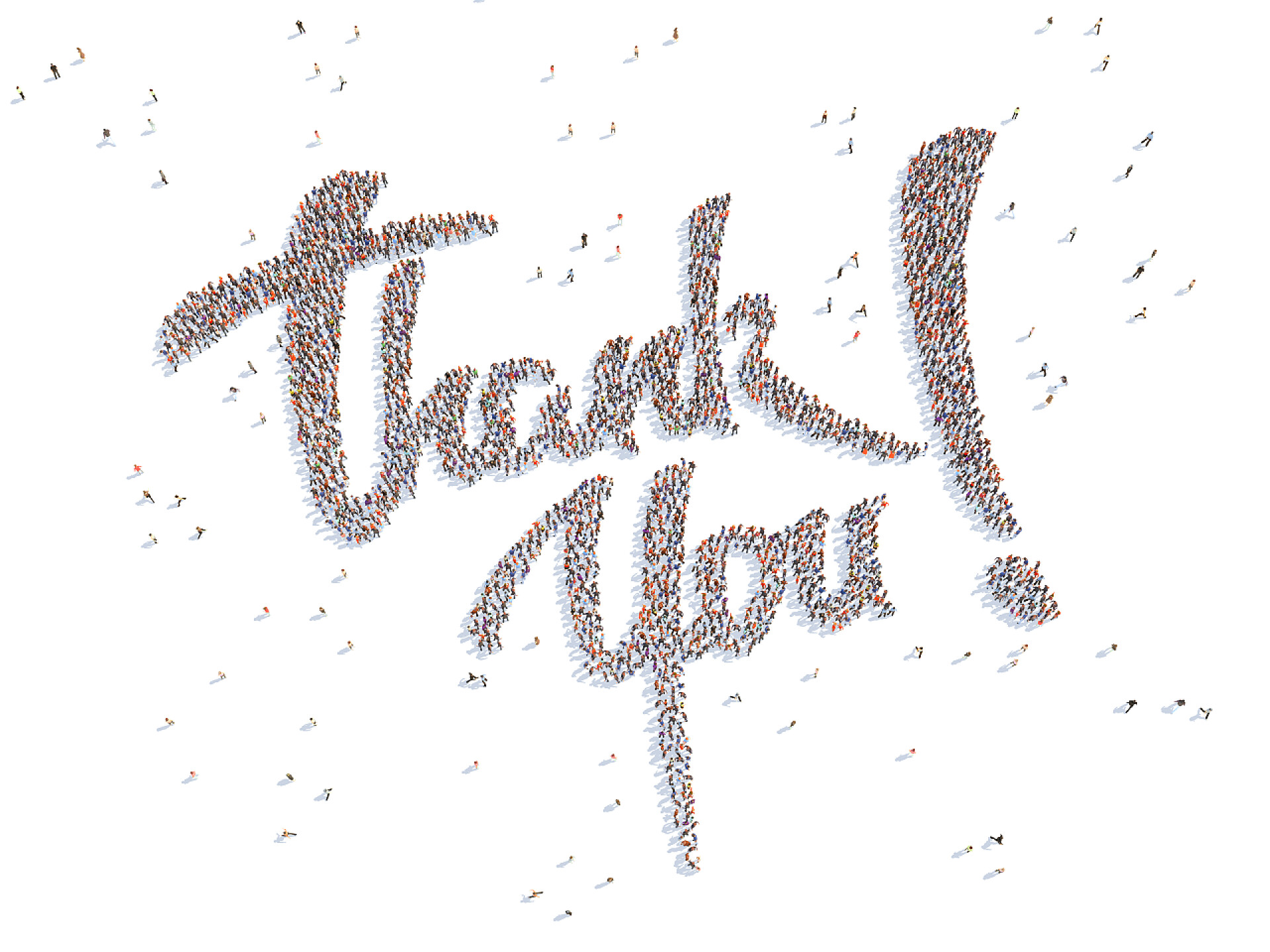 表达感谢的英文字母与人们的插图