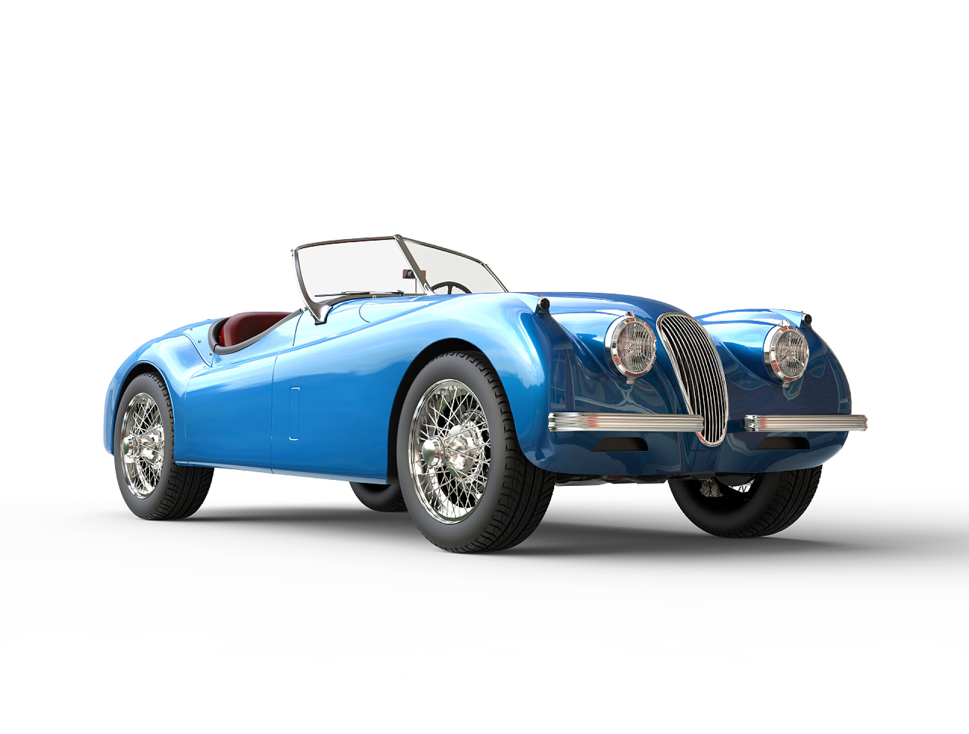 白色背景上的明亮蓝色老爷车白色背景上的亮蓝色老爷车