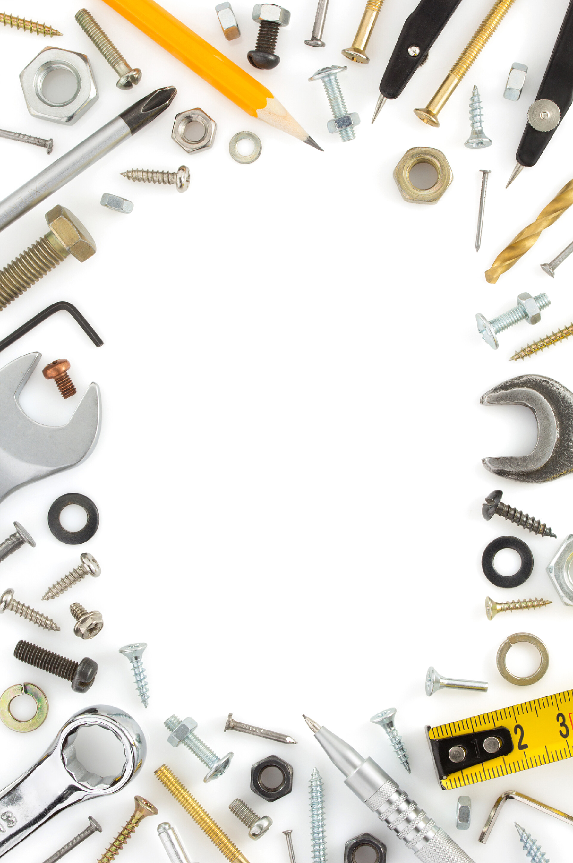 白色背景上的五金工具五金工具