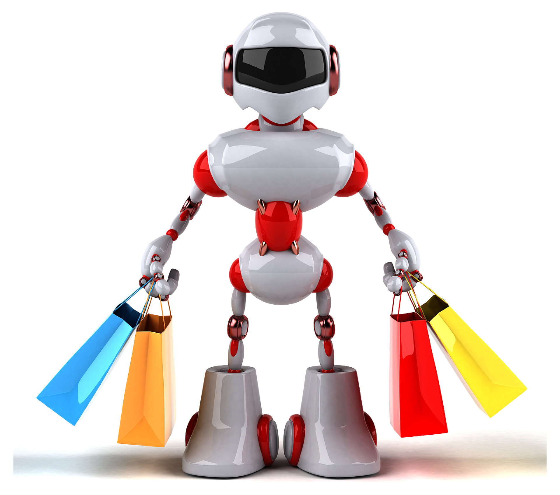 卡通机器人站立着有趣的卡通机器人