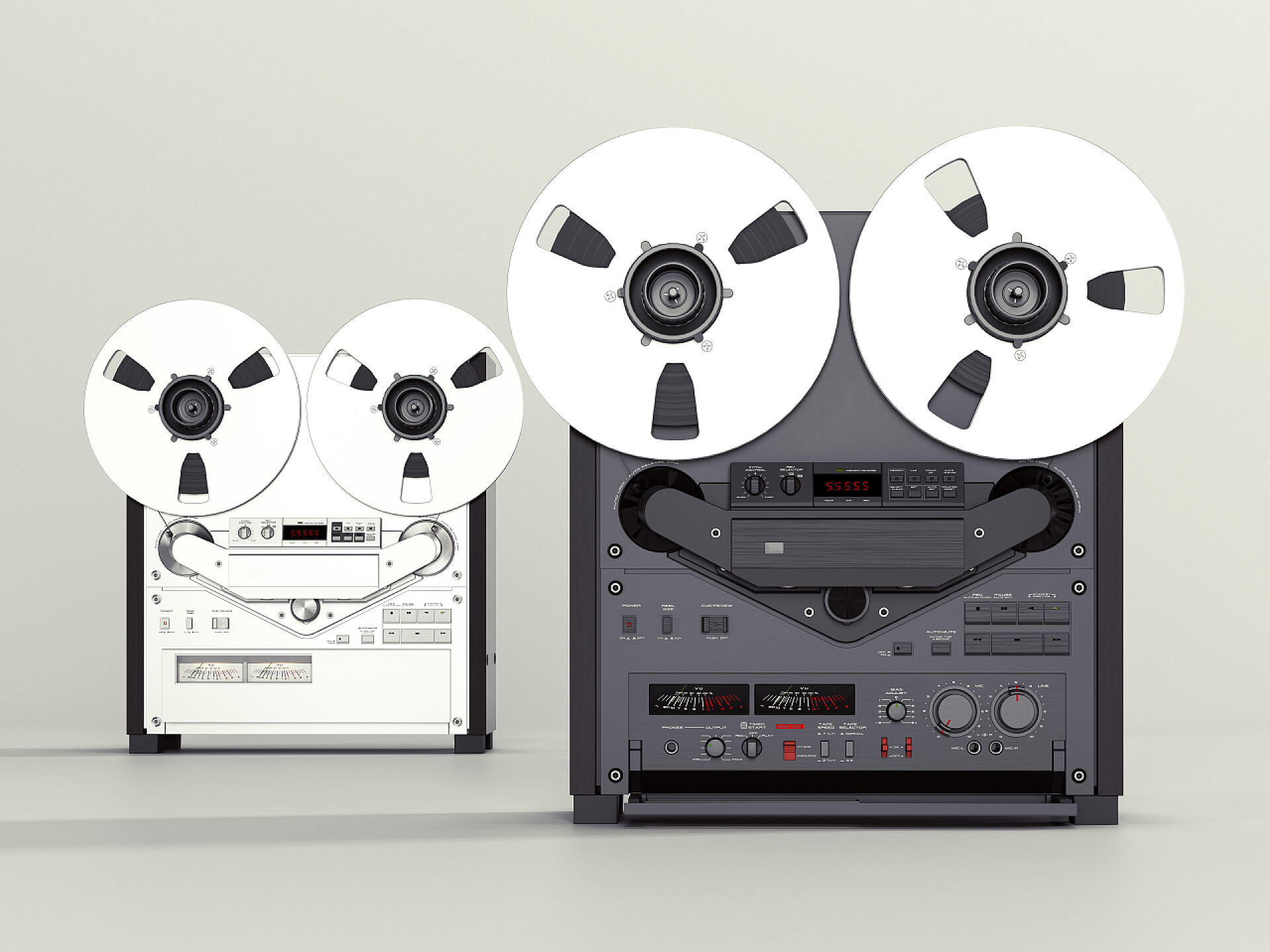 两个黑白老式录音机老 Babin 录音机