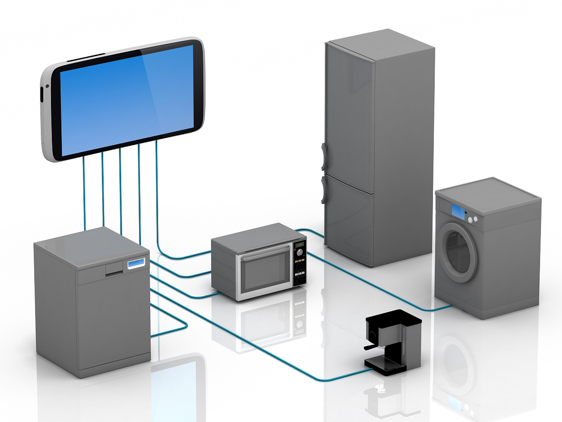 家电连接到智能手机在智能手机上的智能电器