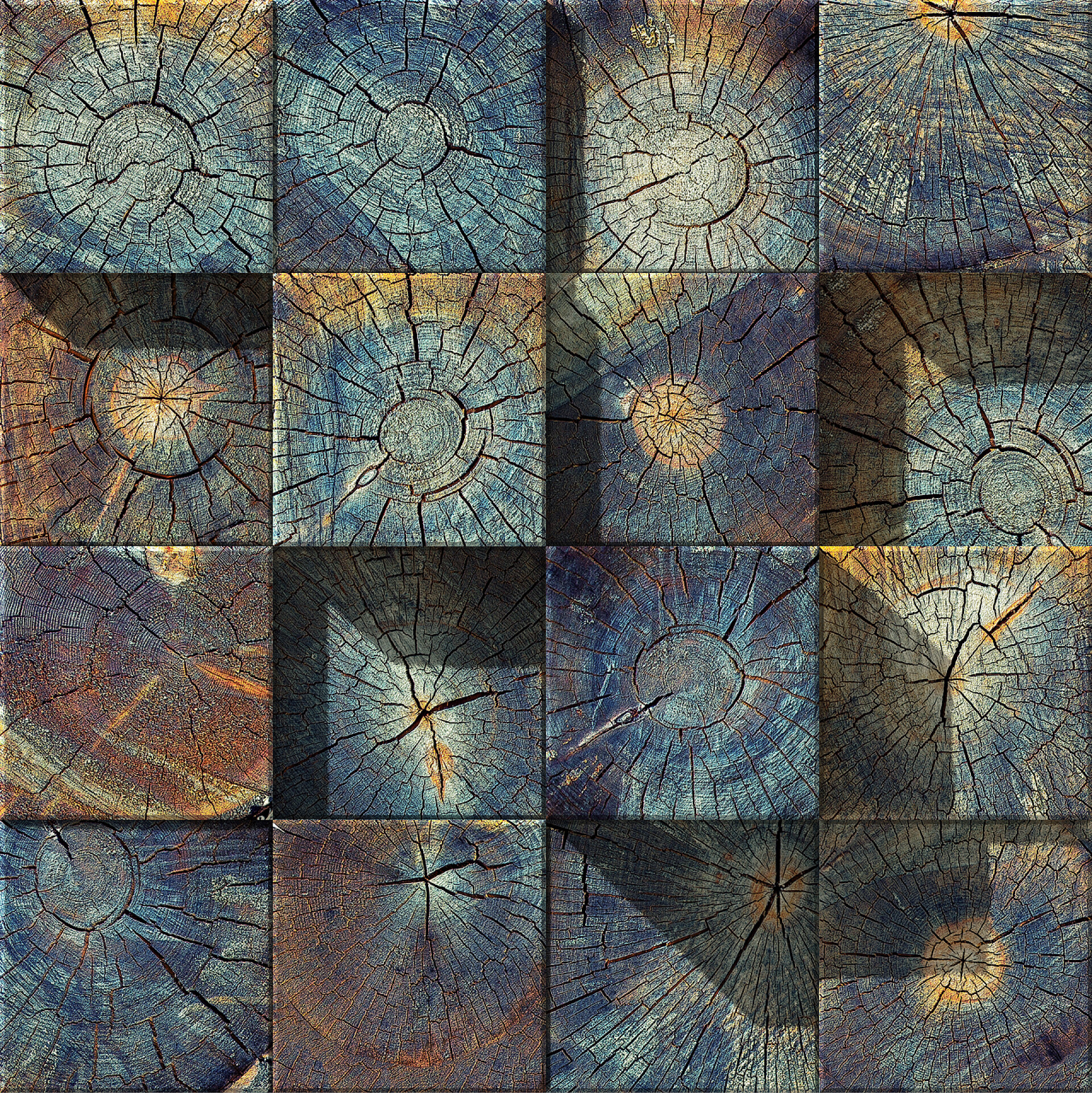 圆形木头上的裂纹老木头块 