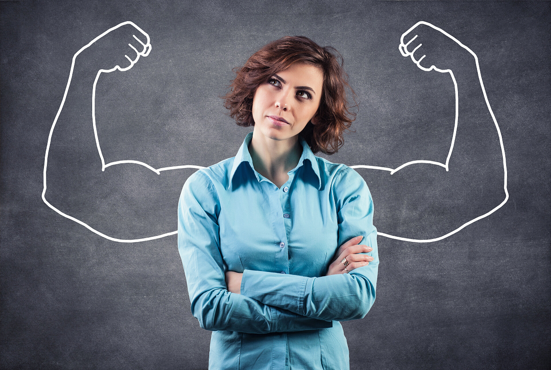 思考的欧美女人坚强的女孩