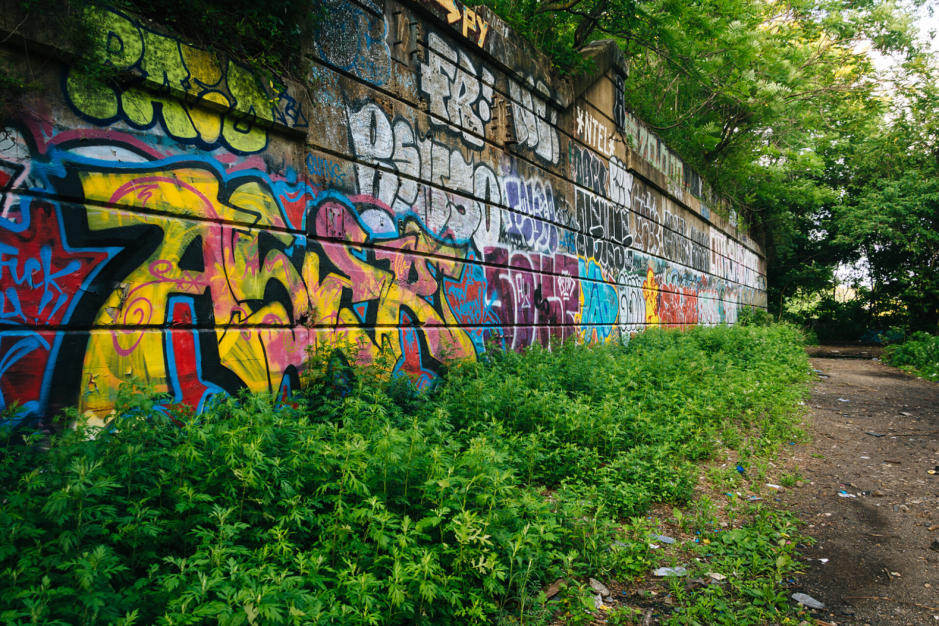 一面被涂鸦的墙壁Graffiti on a wall in Philadelphia, Pennsylvania.
