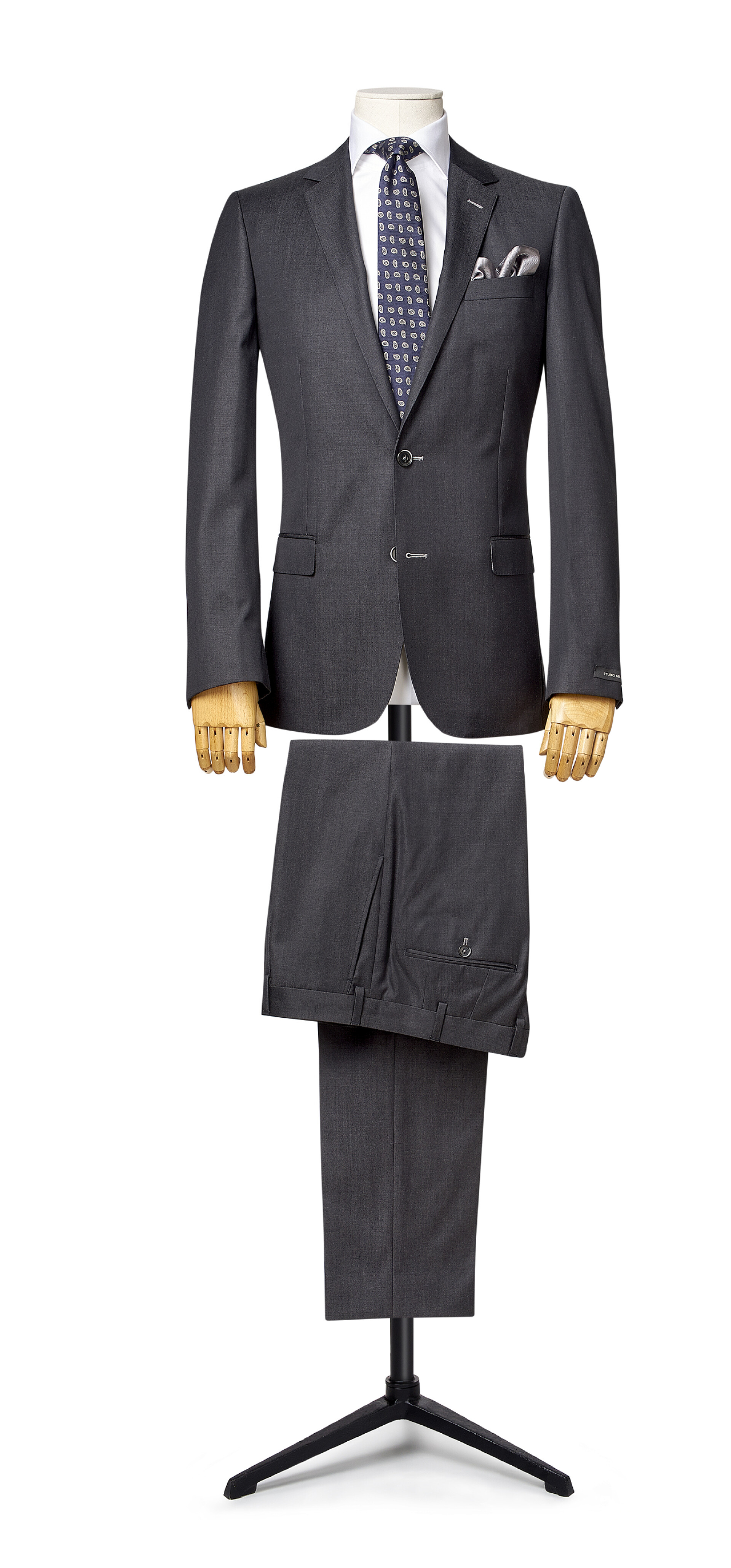 白色孤立上的男士黑色西服男士西装白色带剪切路径上孤立