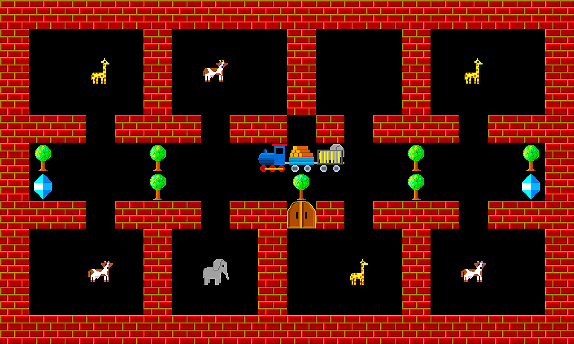 复古风格游戏火车，复古风格游戏像素图形