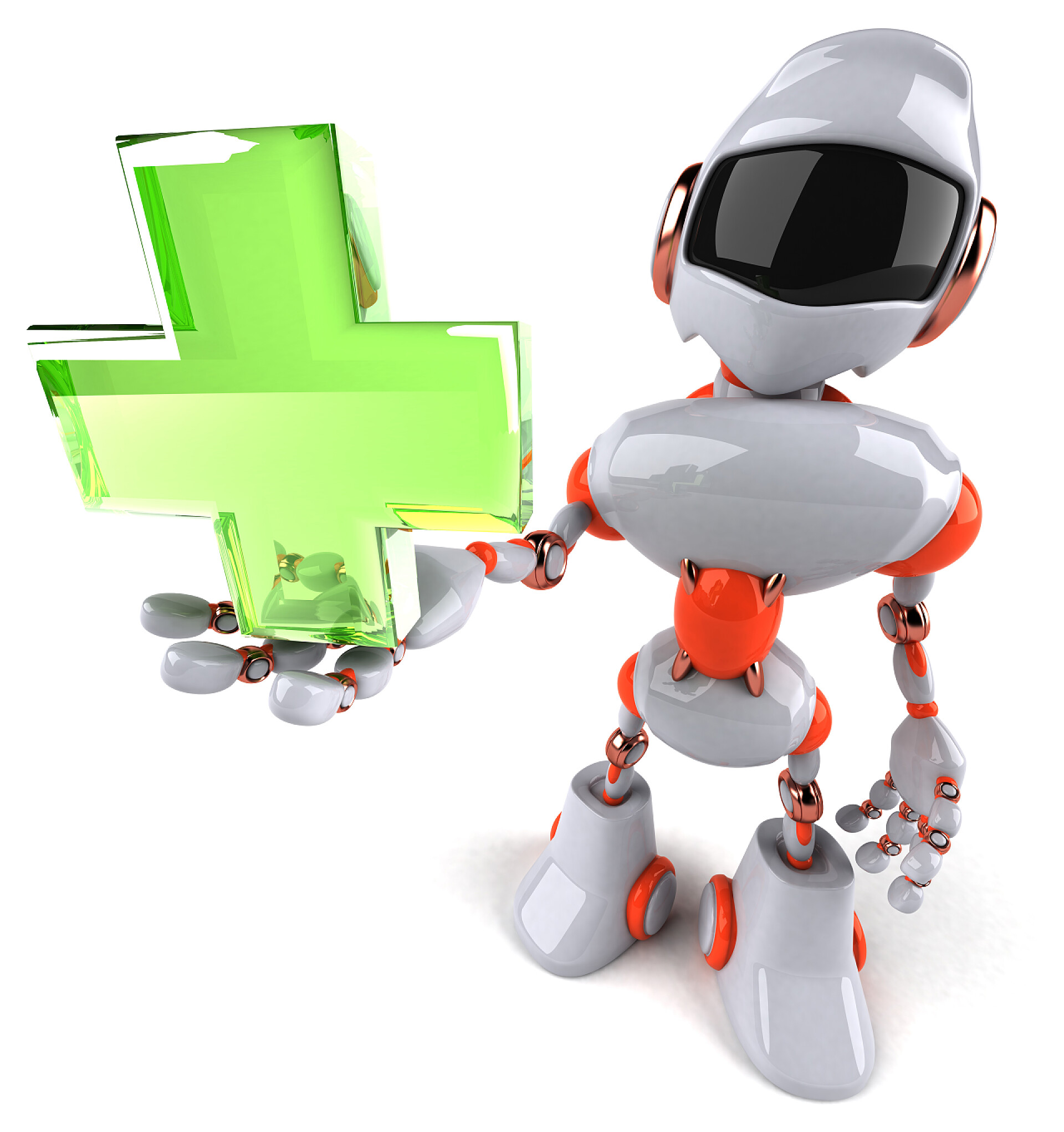 白色背景上一个机器人有趣的卡通机器人