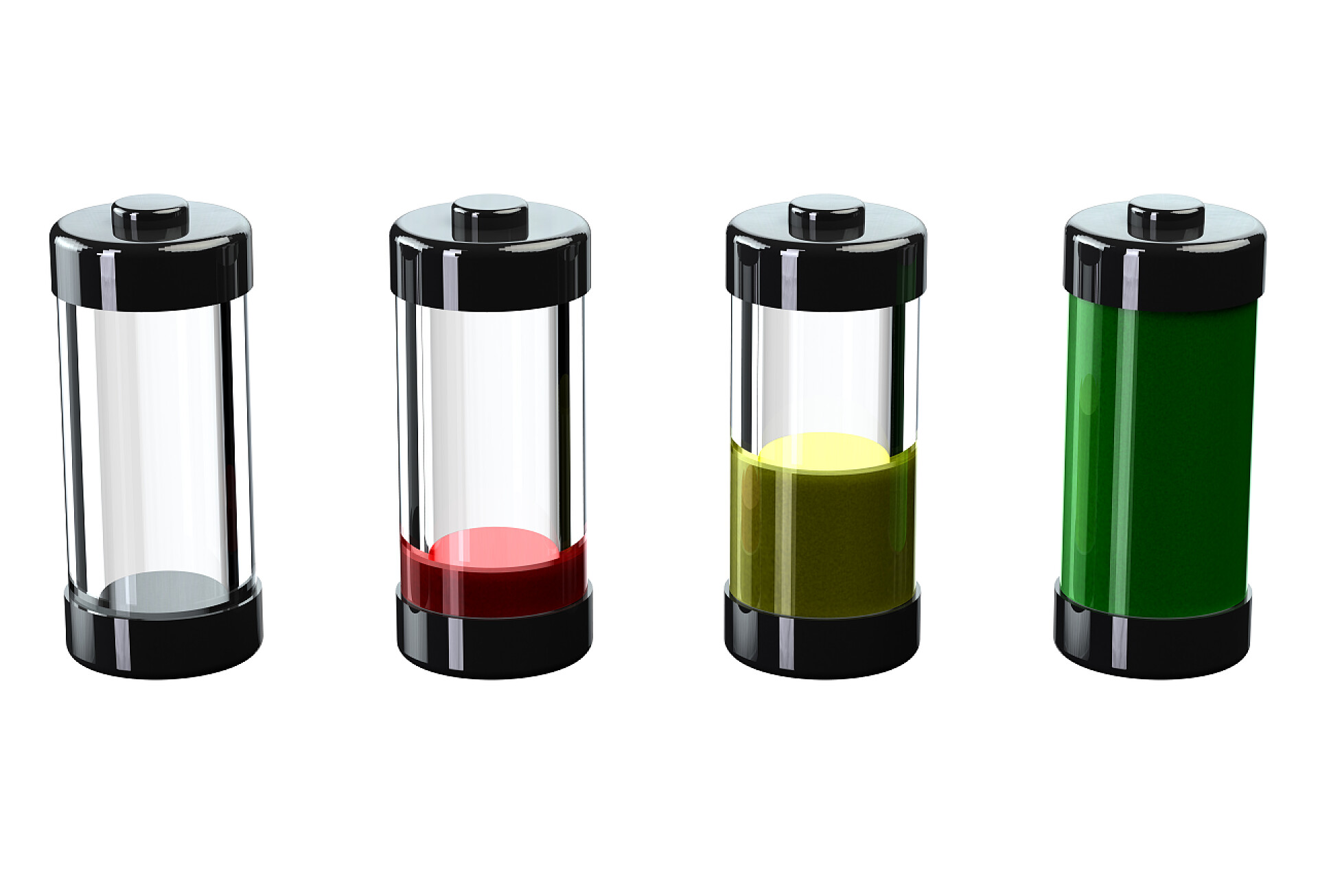 白色背景上四个电池