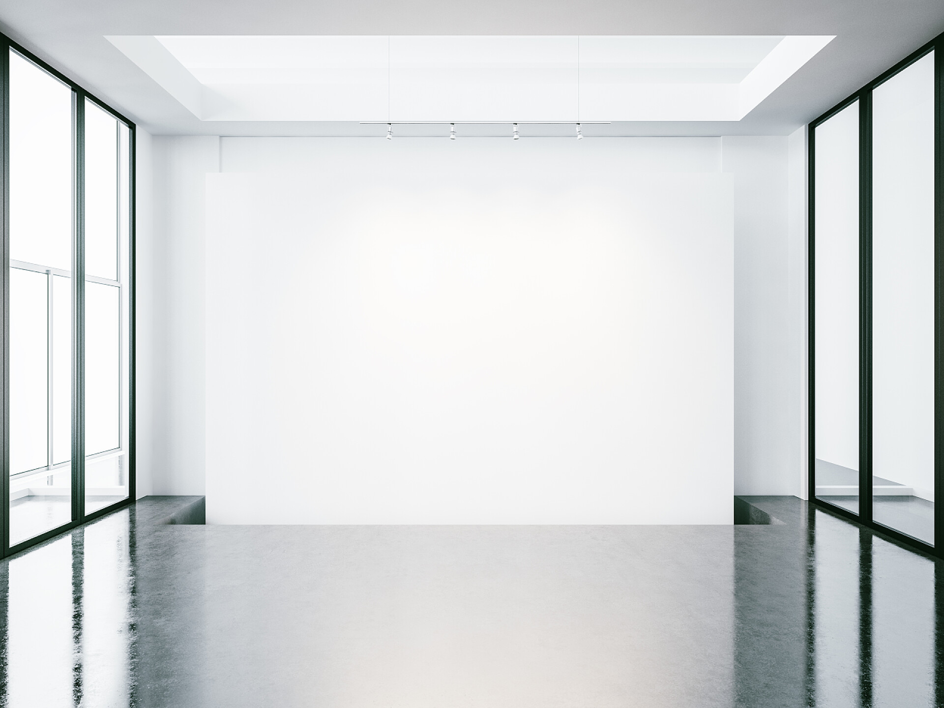 简约空旷的房间内部小样的空白色空间的内部。3d 渲染