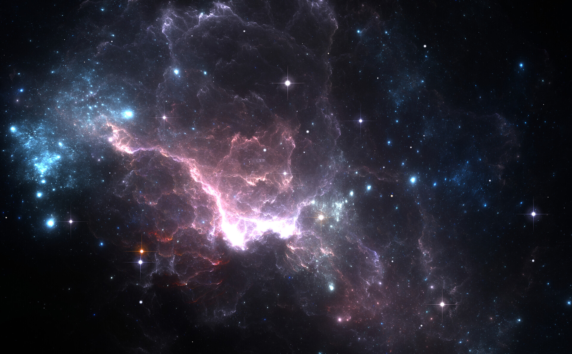 夜空中的繁星景观带有紫色星云和恒星的空间背景