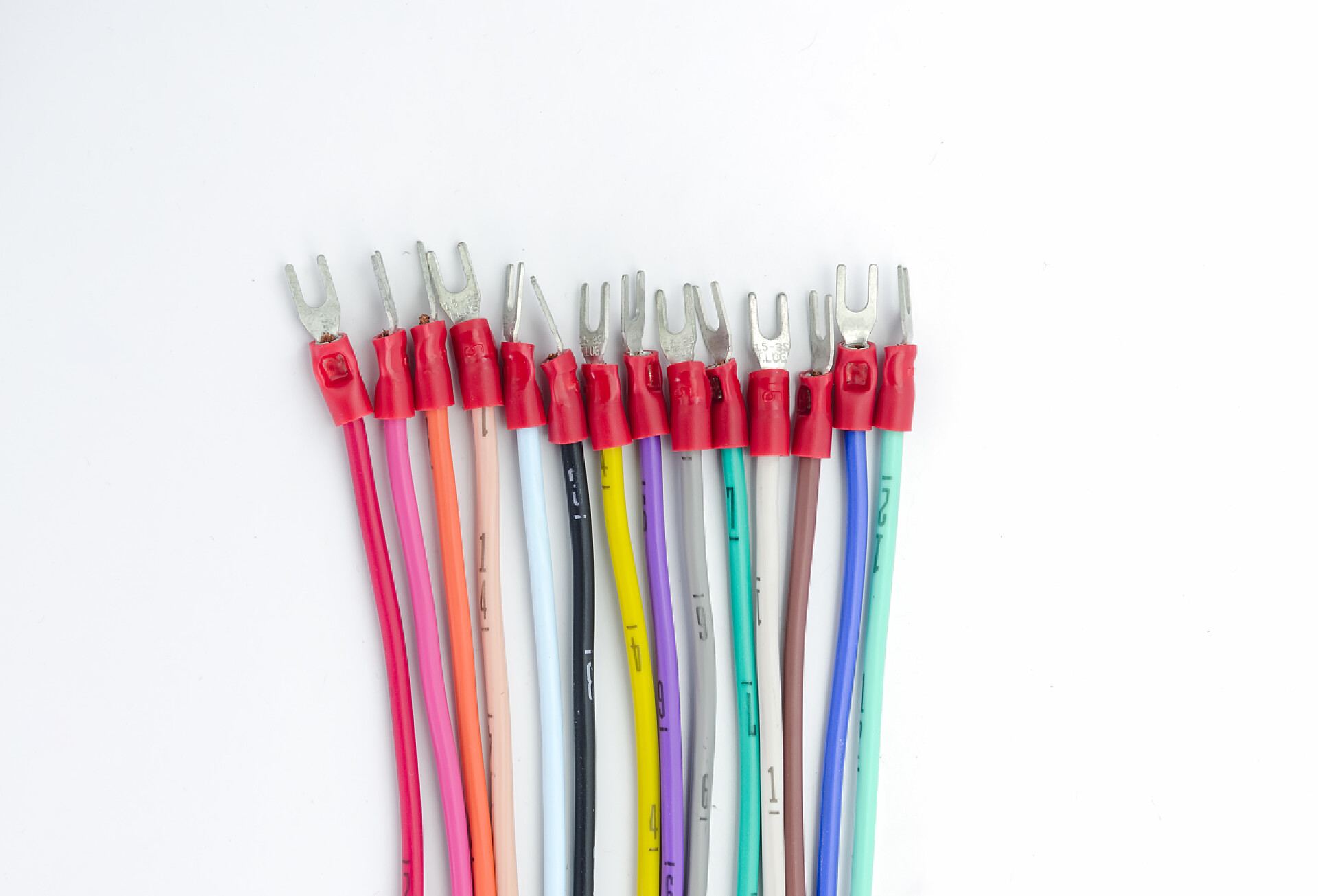 白色背景上彩色的数据线