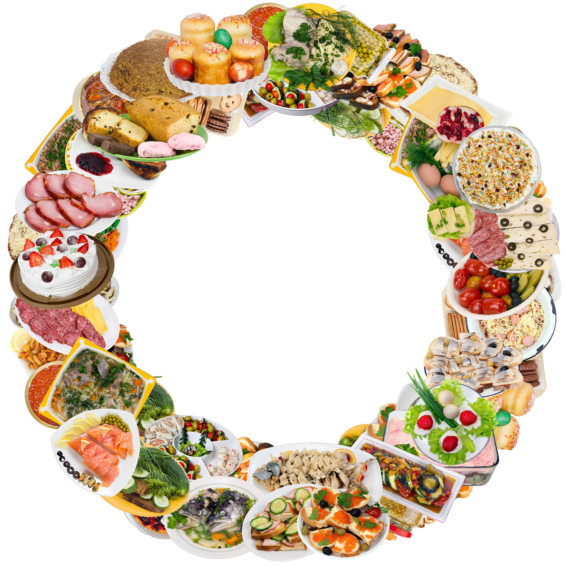 美食圆形装饰框简单的食物在盘子在乡村农村