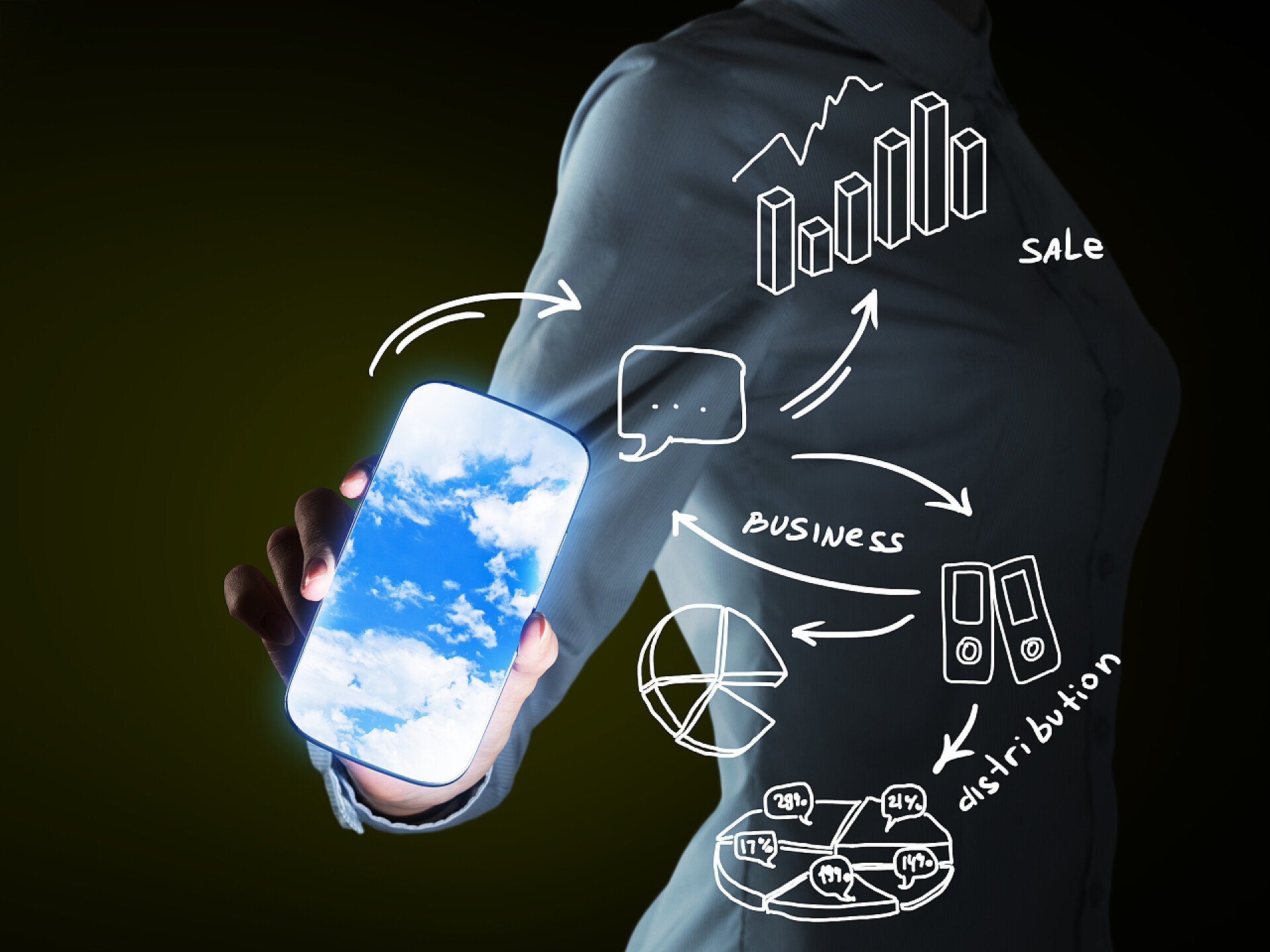 手拿手机特写电子商务概念