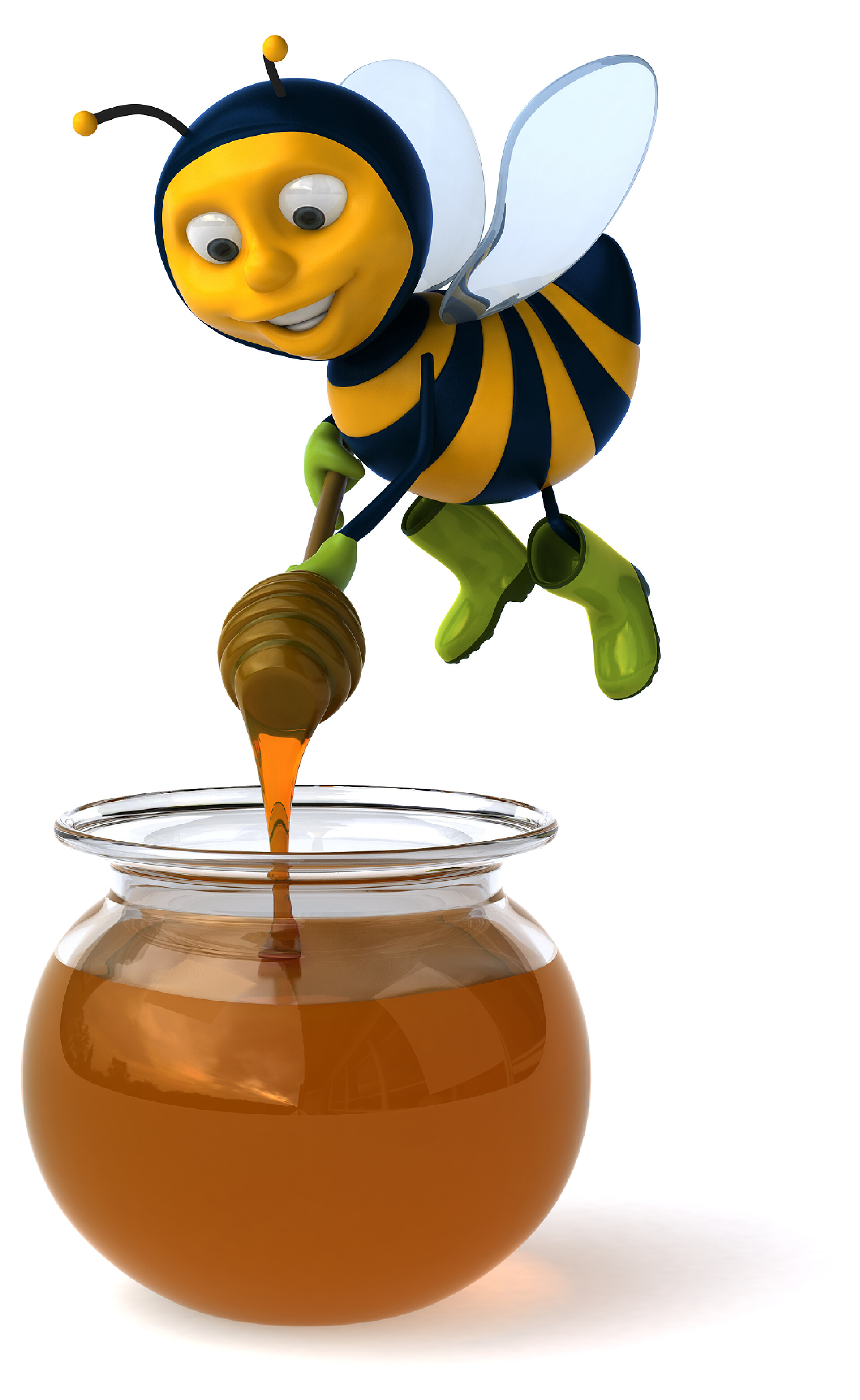 白色背景上的蜜蜂和蜂蜜有趣的卡通蜜蜂