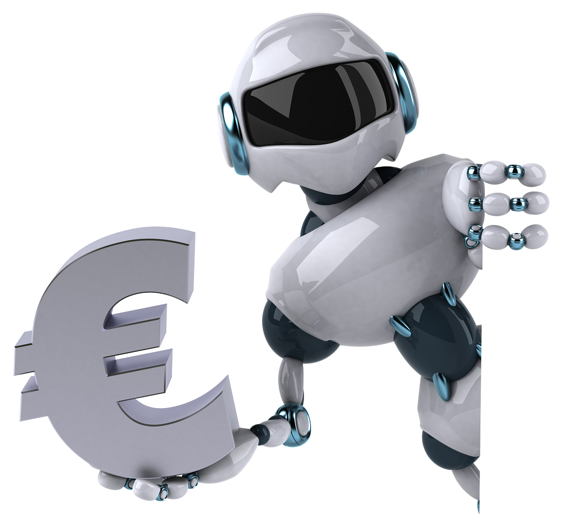 白色背景上的机器人有趣的卡通机器人