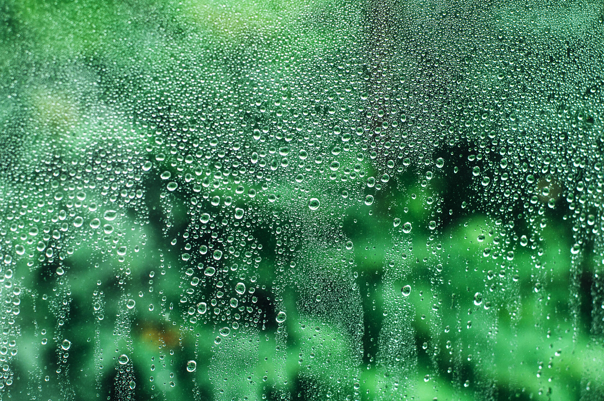 滴在窗户玻璃上的雨滴在窗户玻璃上的雨。通过 g 窗口视图