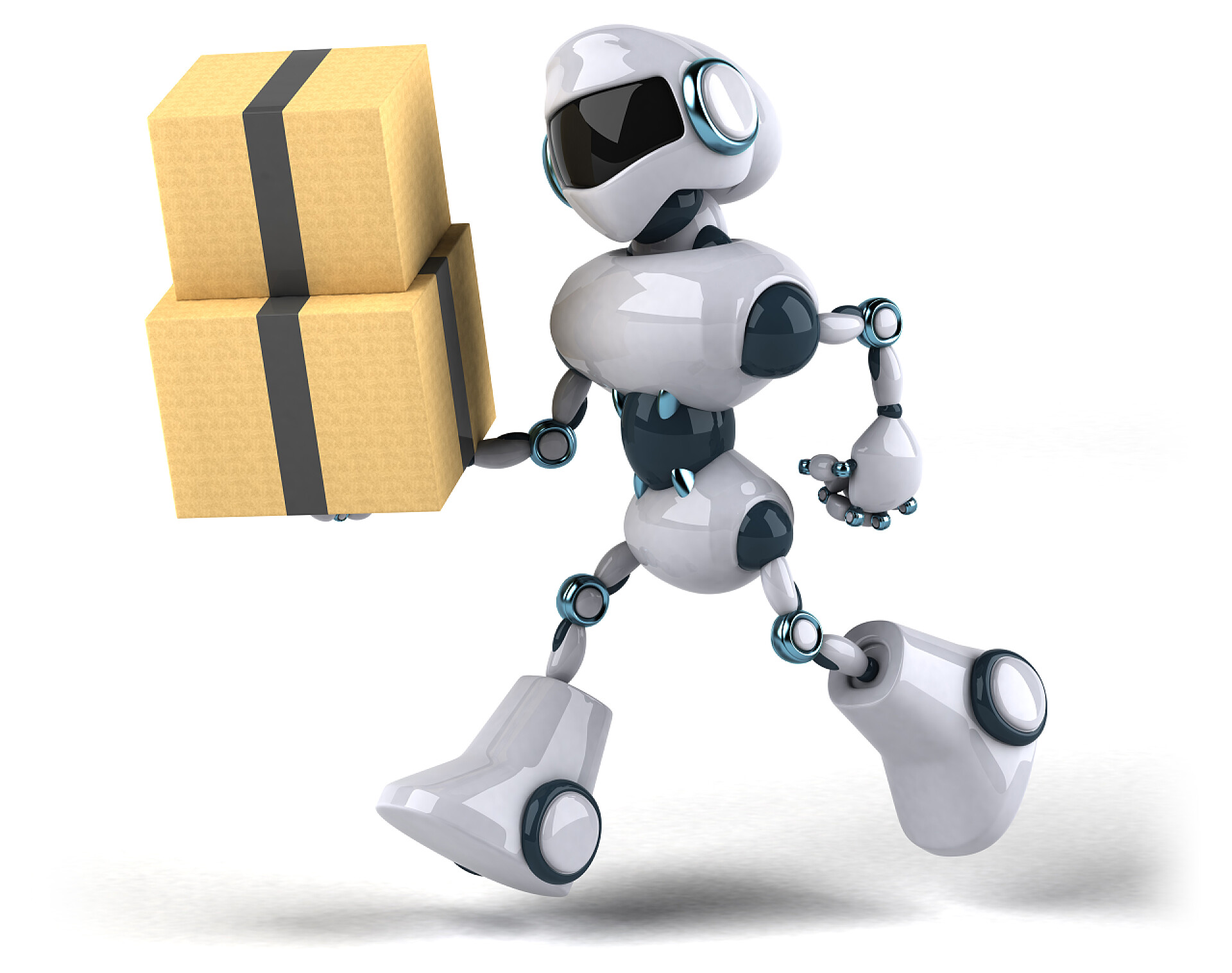 有趣的卡通机器人与礼盒有趣的卡通机器人