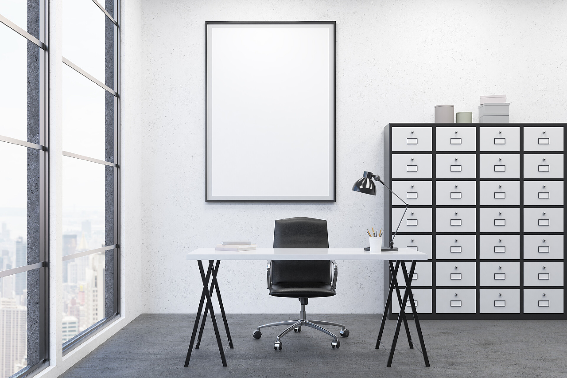 整洁的现代办公室在现代办公表