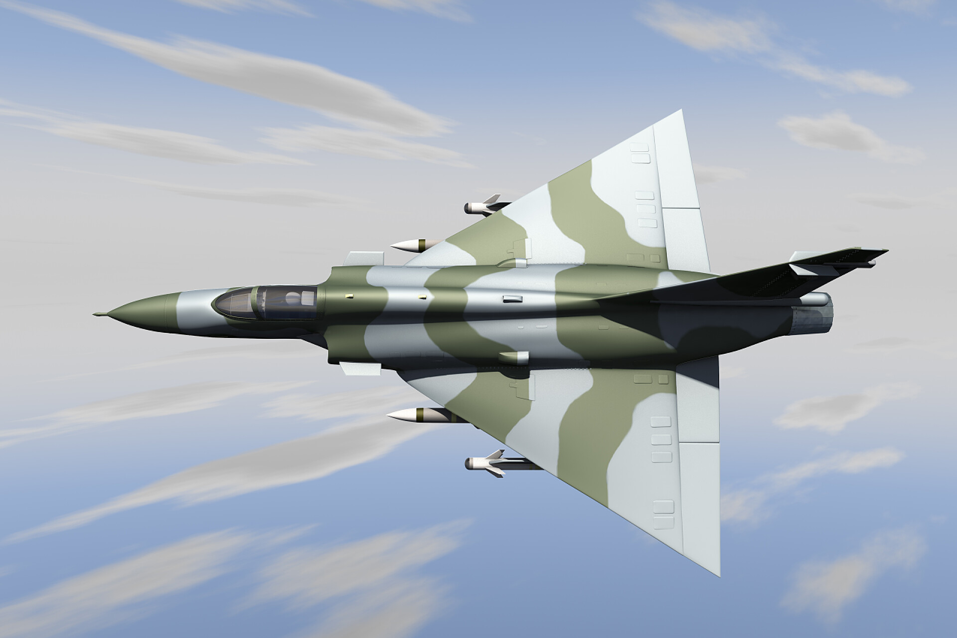 飞行中的武装战斗机特写武装战斗机