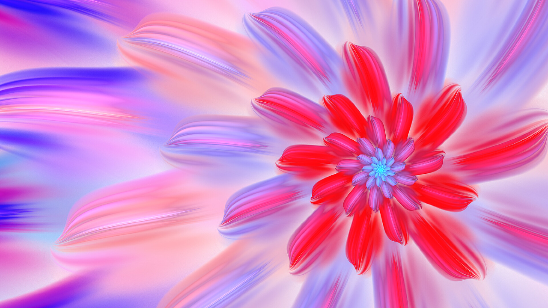 3D花朵插画奇异的花朵。花瓣之舞.