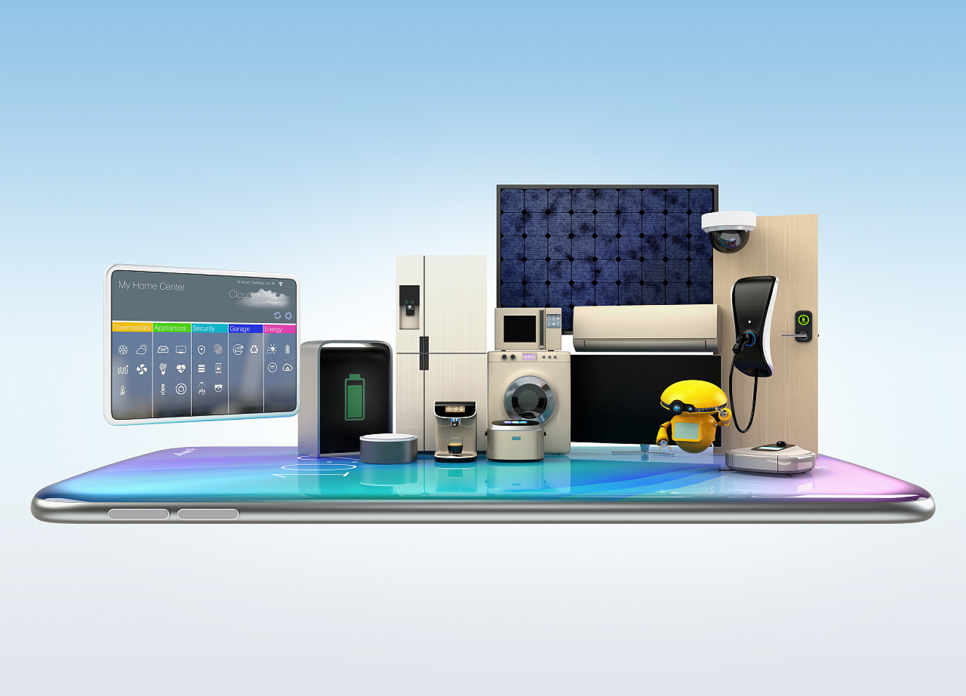 家电连接到智能手机在智能手机上的智能电器