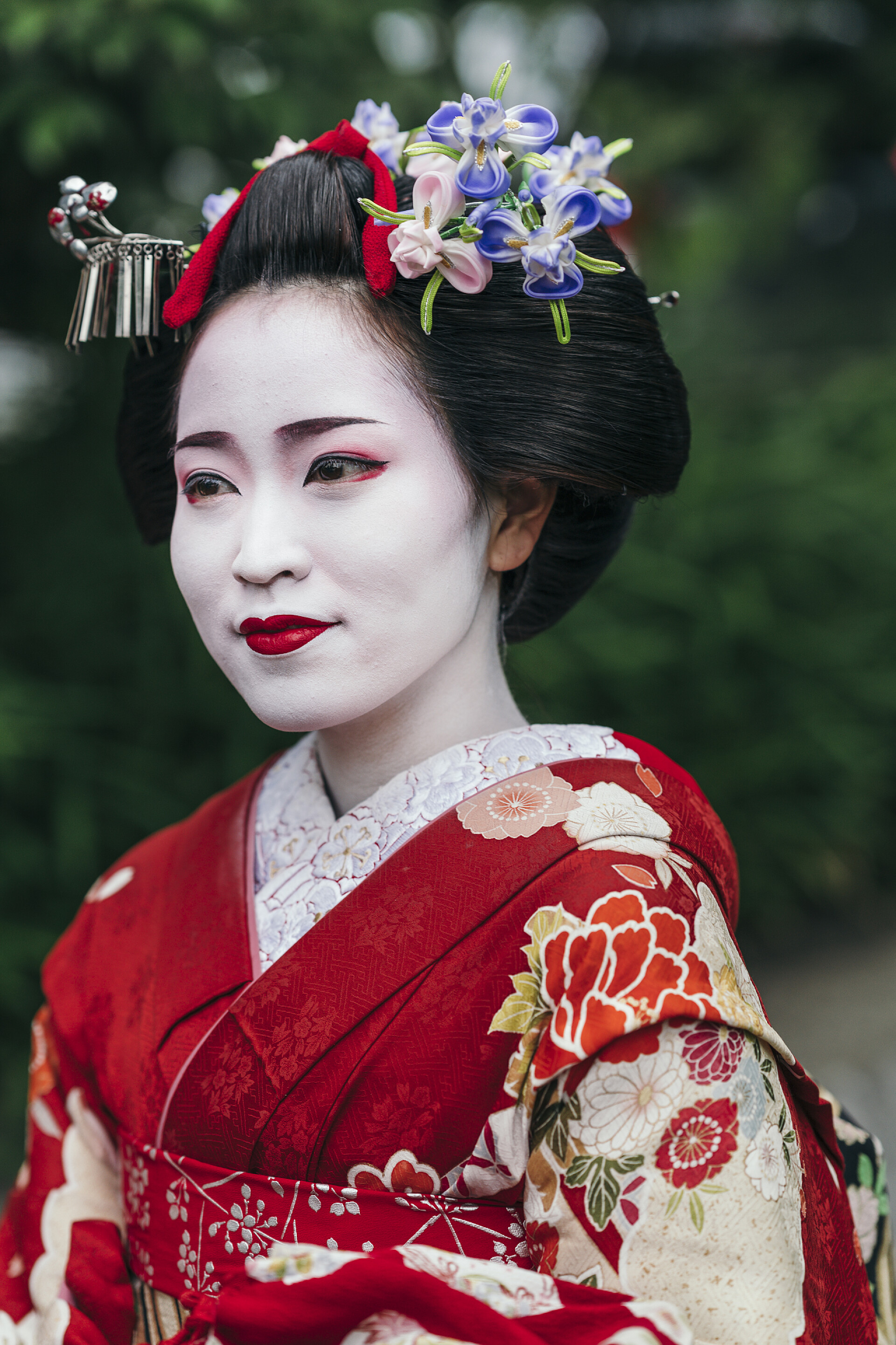 一个日本艺妓的肖像在祗园舞妓艺妓的肖像 