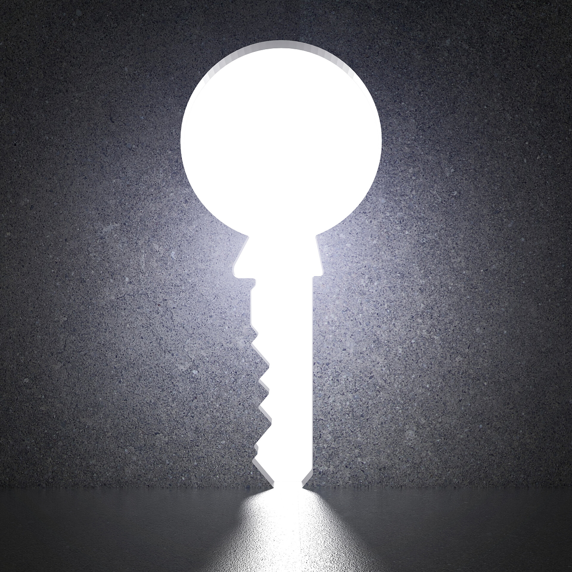 黑色背景上的发光的钥匙钥匙门概念