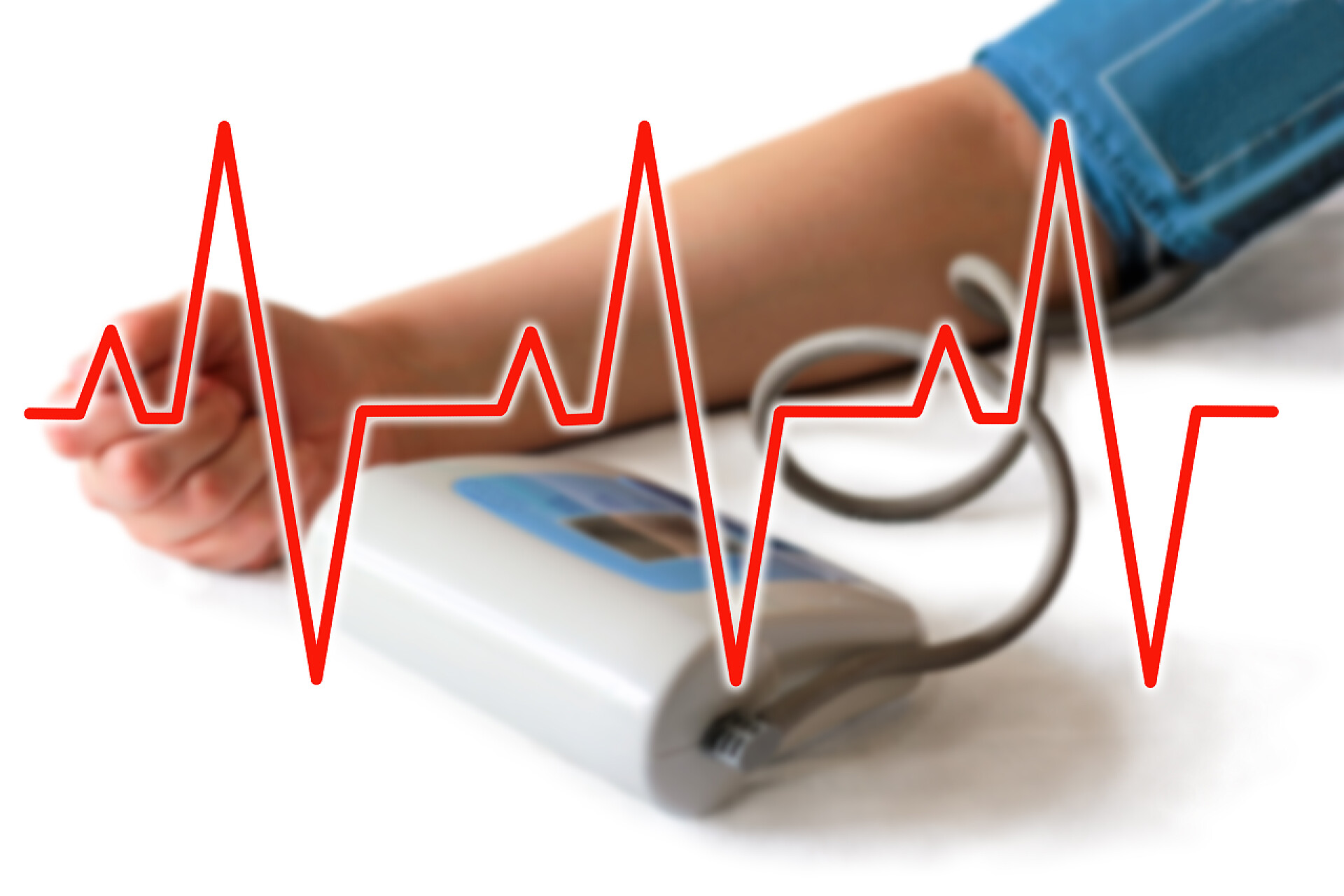 一人测量血压心电图和血压测量的手