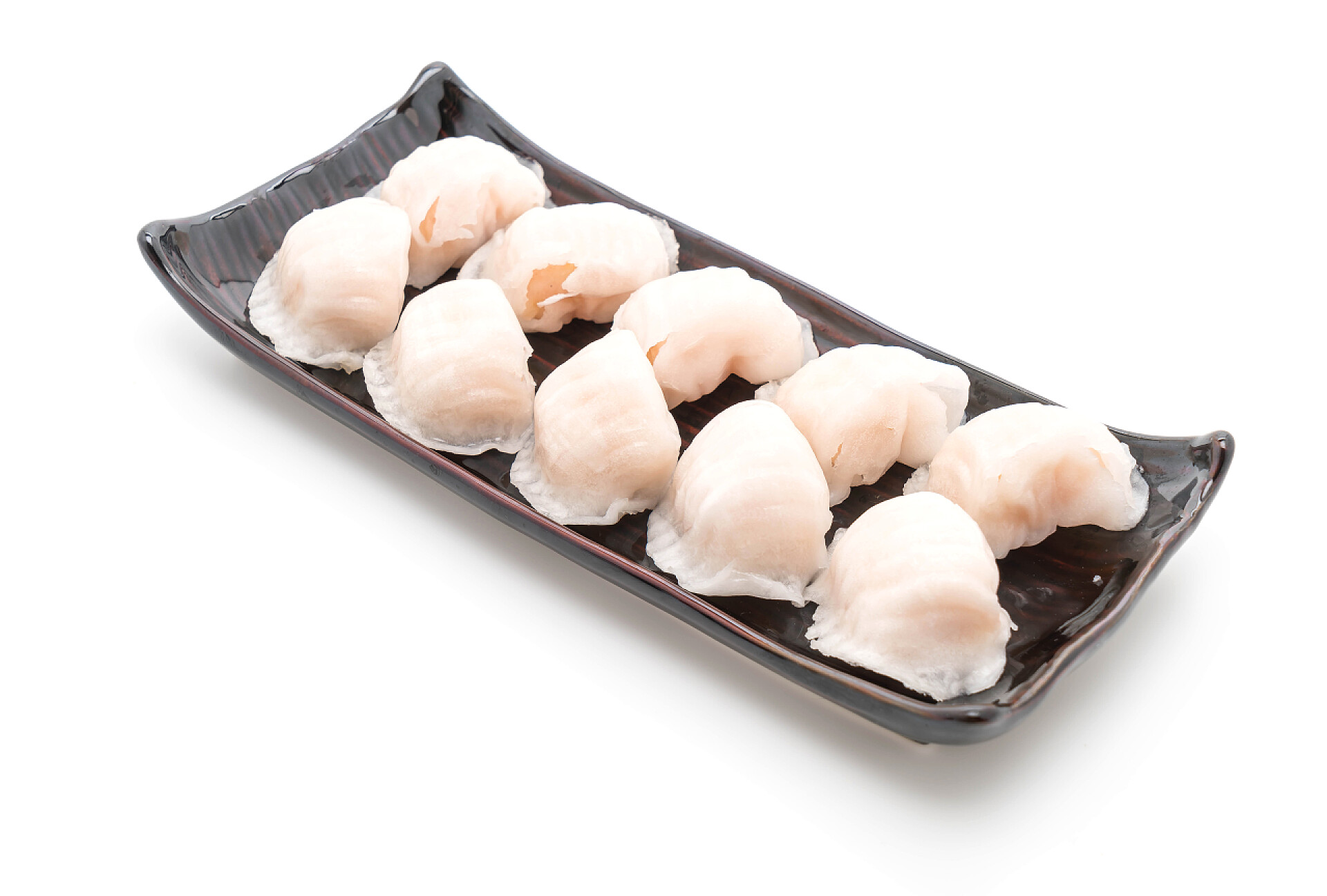 白色背景上的食物蒸饺蒸的虾饺子点心