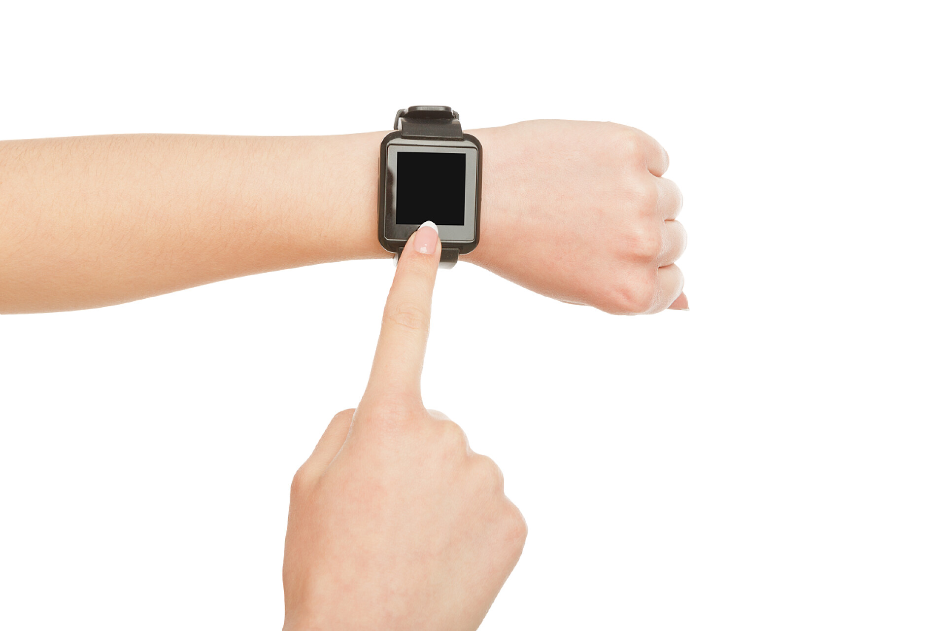 手腕上的智能手表女人手戴的智能手表，农作物等，切出