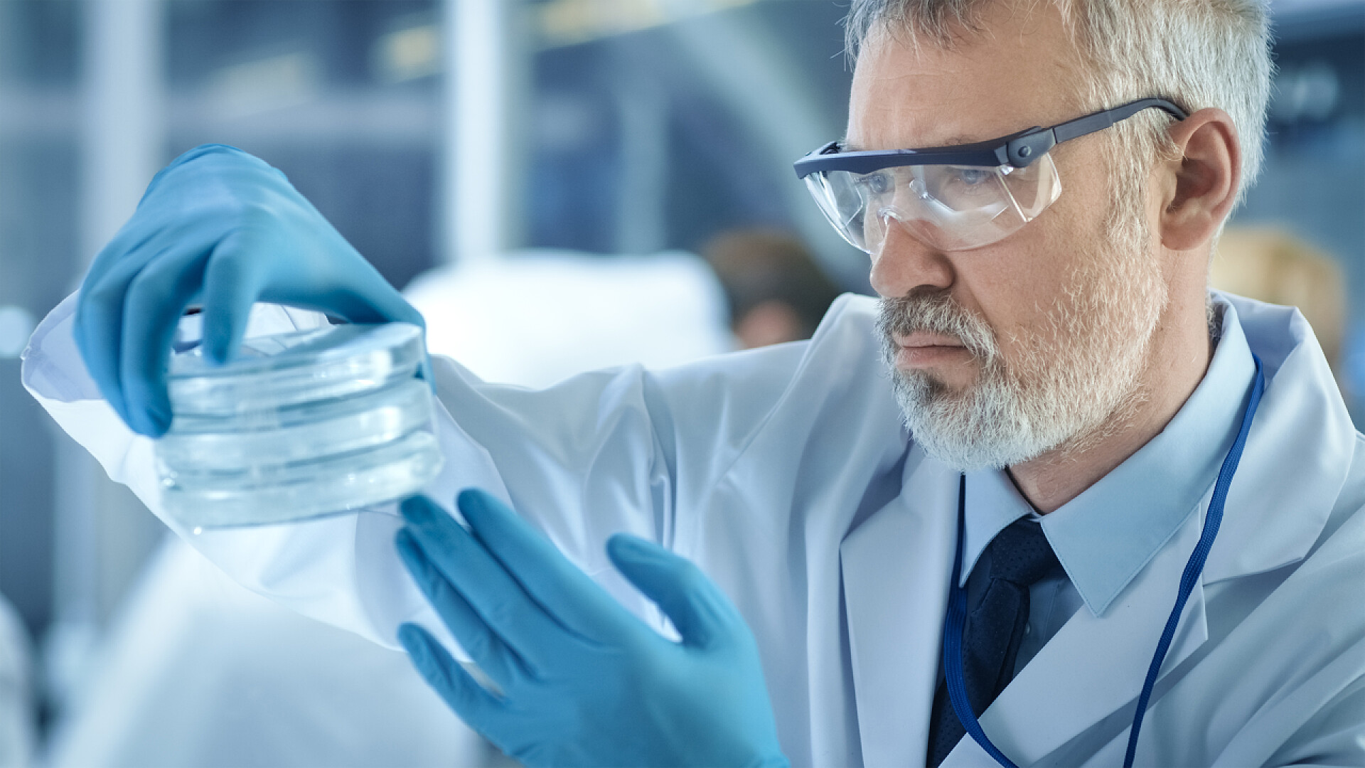 科学家在实验室做实验特写的医学研究科学家认为冷培养皿 w