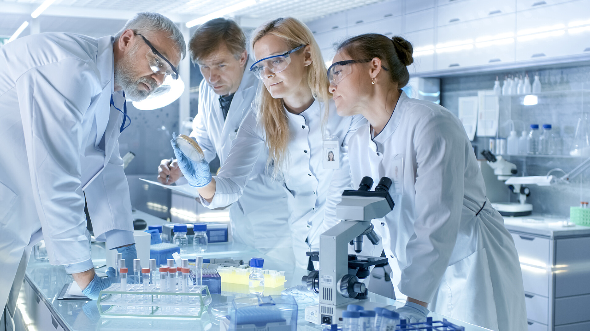 科学家在实验室做医学研究医疗团队研究新一代 Dis 科学家工作