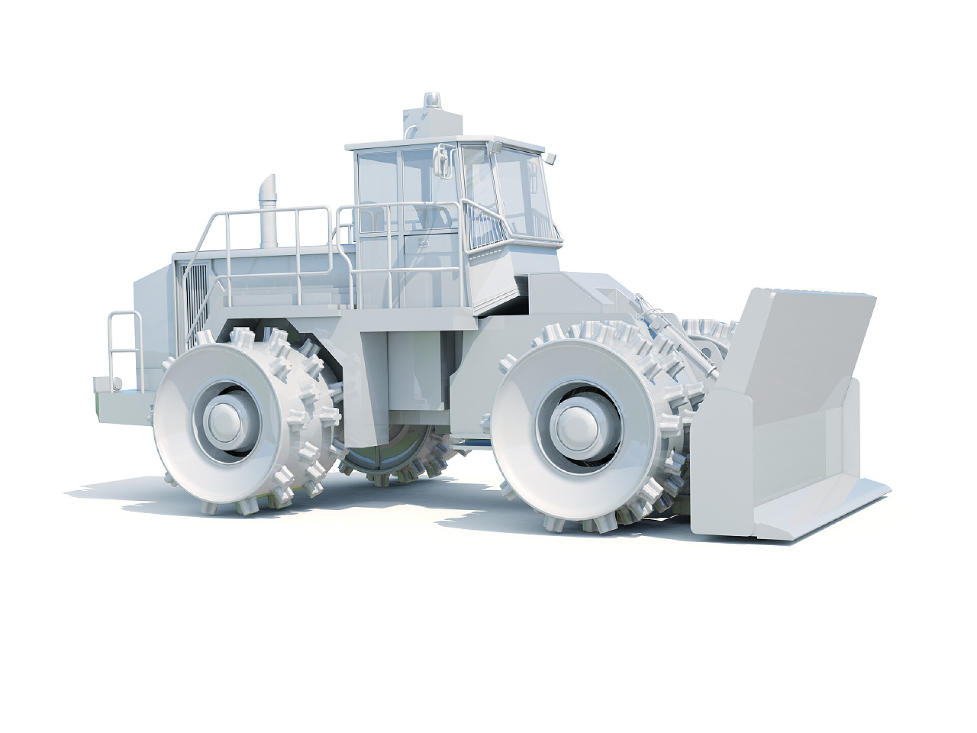 白色背景上的道路维修设备特殊的机器，为施工工作的